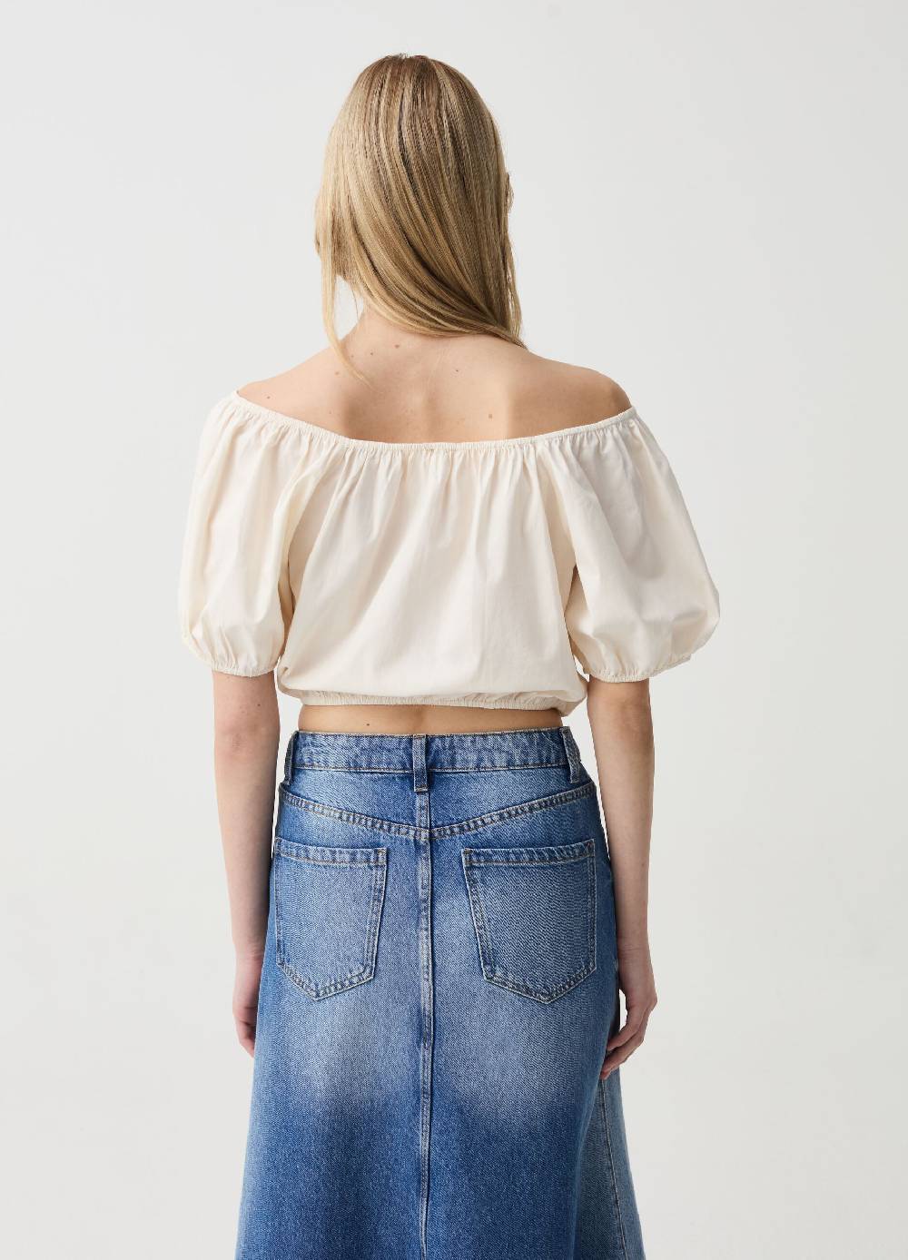 Ovs Crop top in cotone con spalle scoperte Negozio