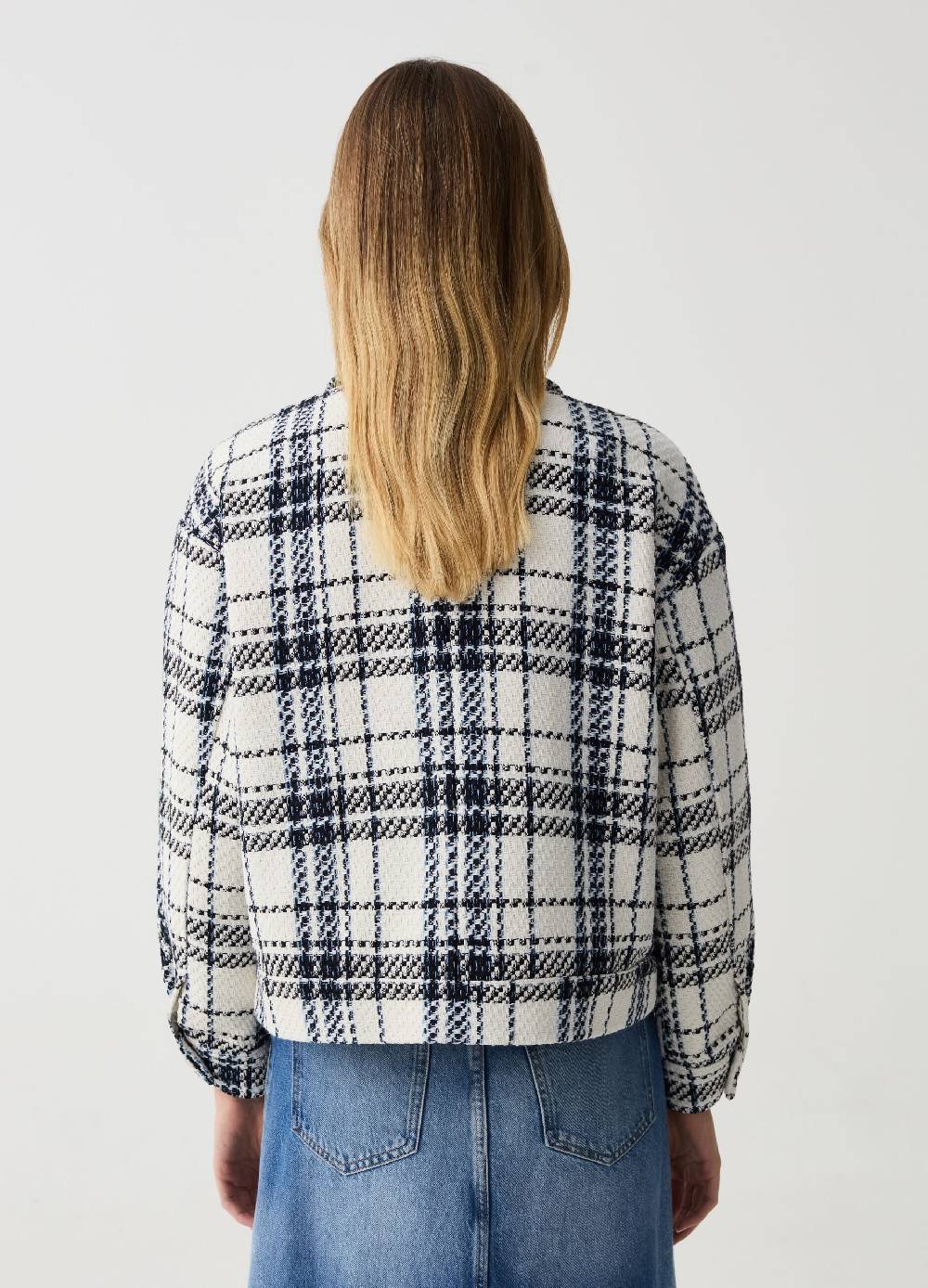 Ovs Shacket in tweed check con bottoni lavorati Nuova