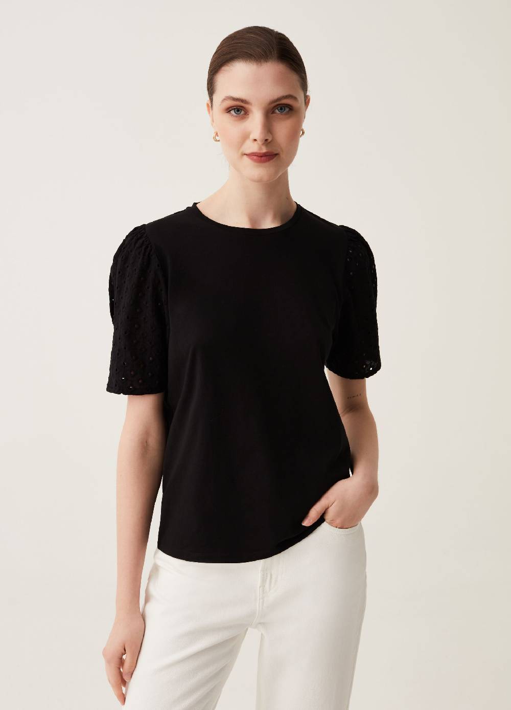 Ovs T-shirt maniche a palloncino in sangallo Moda