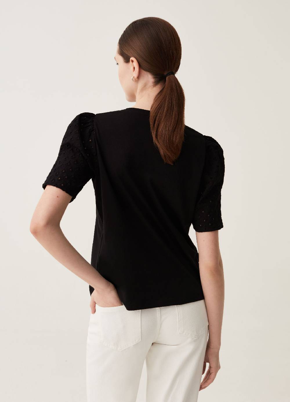 Ovs T-shirt maniche a palloncino in sangallo Moda