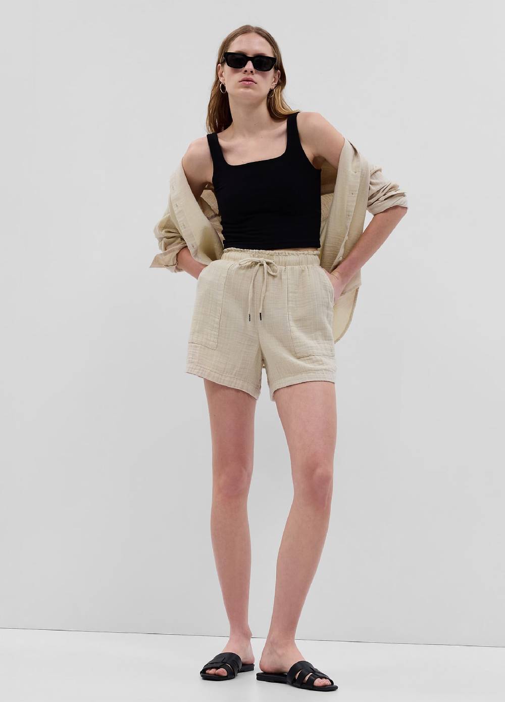 Ovs Shorts in garza di cotone effetto crinkle
