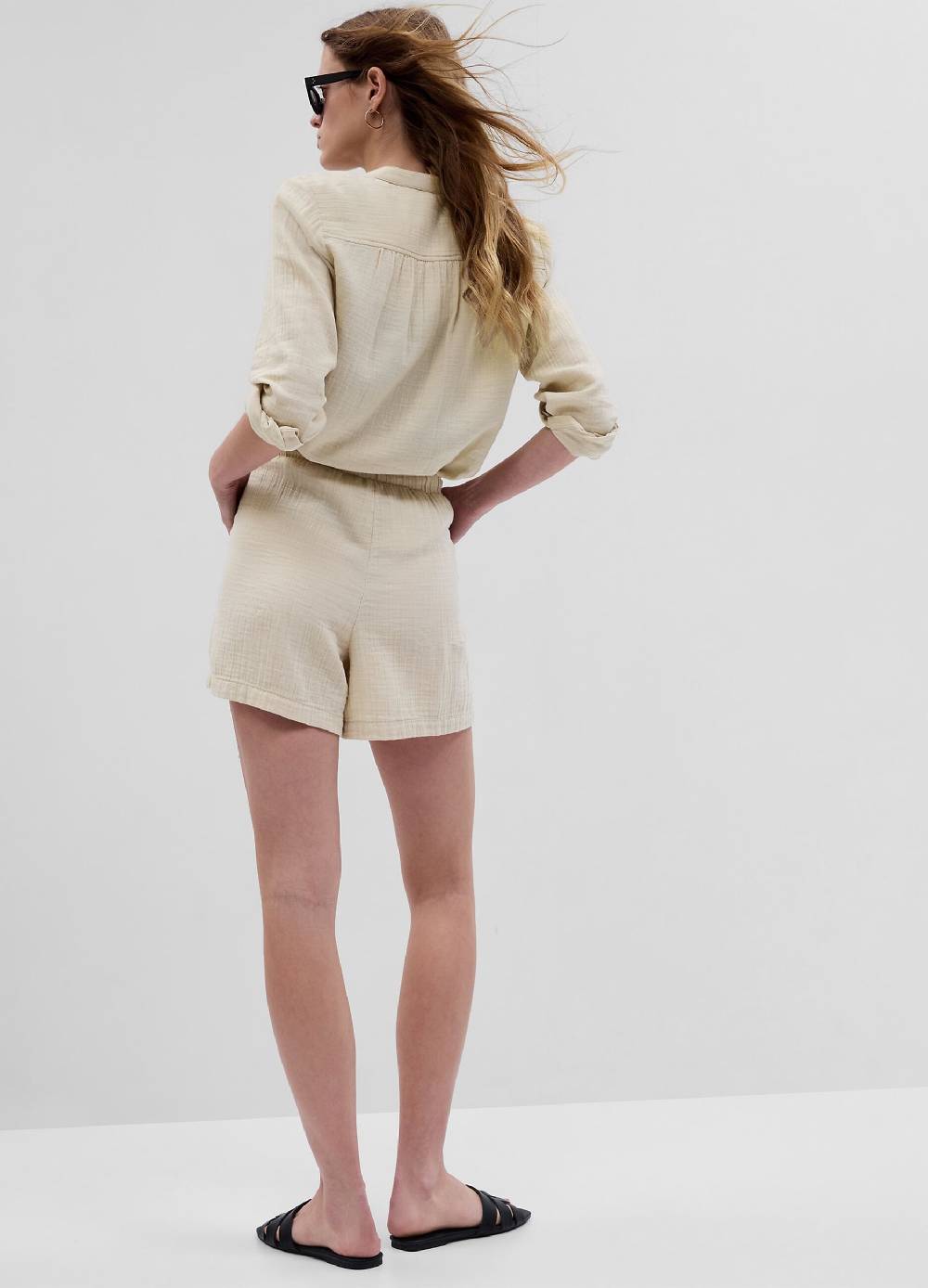 Ovs Shorts in garza di cotone effetto crinkle 2025