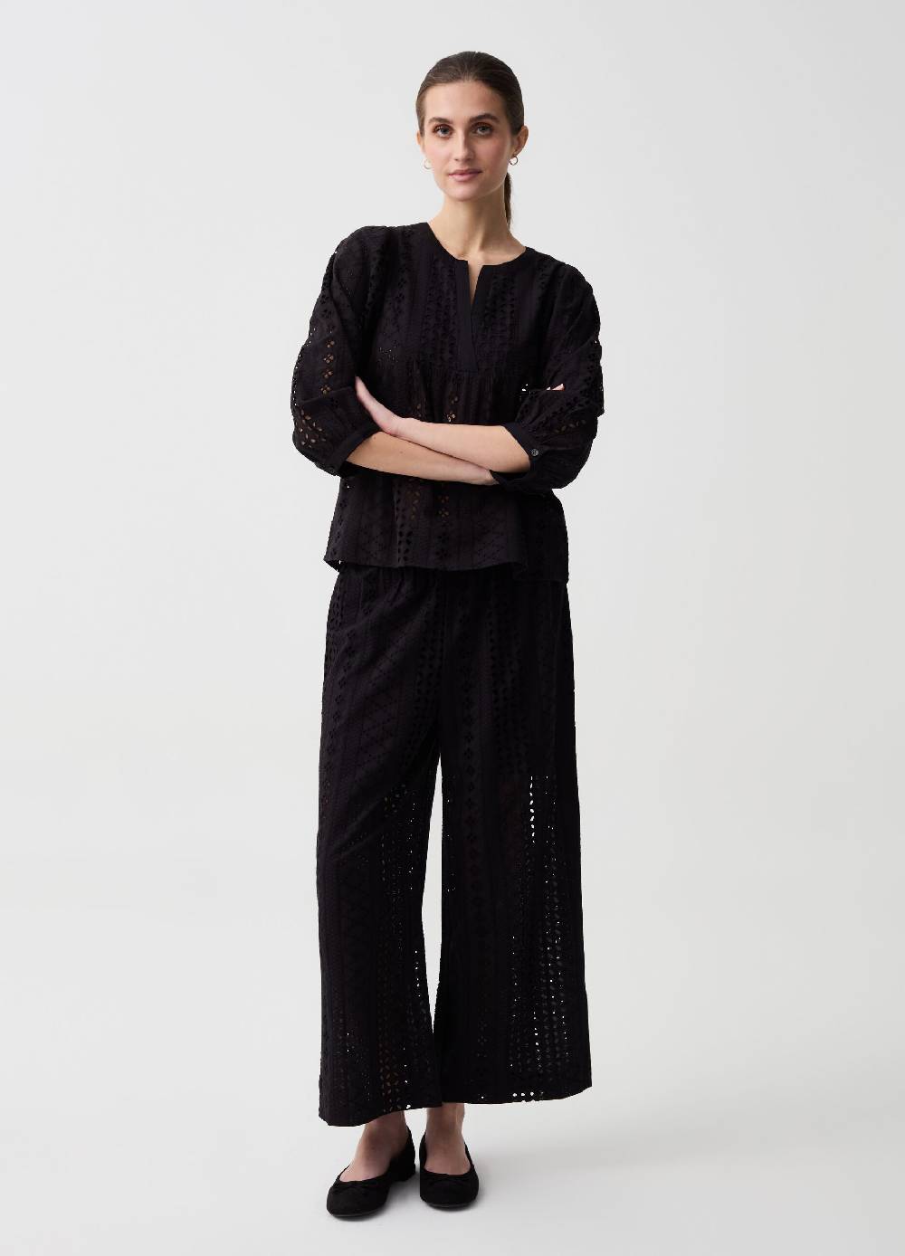Ovs Blusa in pizzo sangallo maniche a tre quarti Offerta natalizia