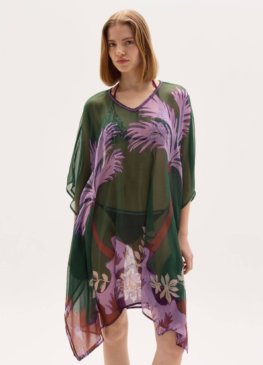 Ovs Poncho copri costume in chiffon con stampa