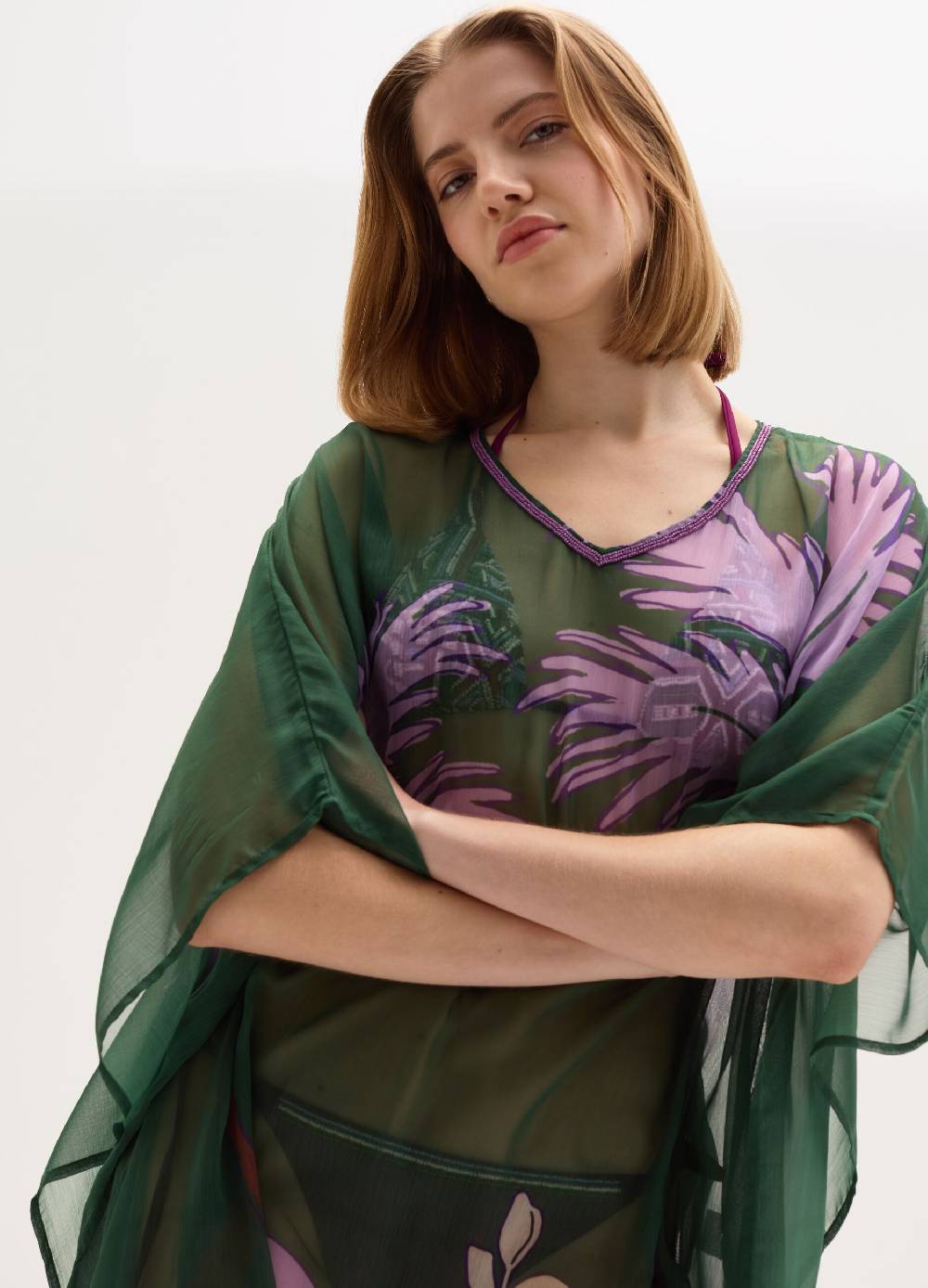 Ovs Poncho copri costume in chiffon con stampa Offerta Anniversario
