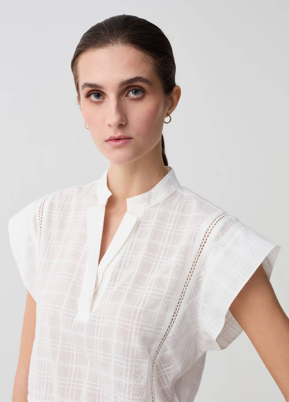 Ovs Blusa con disegno check e ricamo a giorno Lightning offer