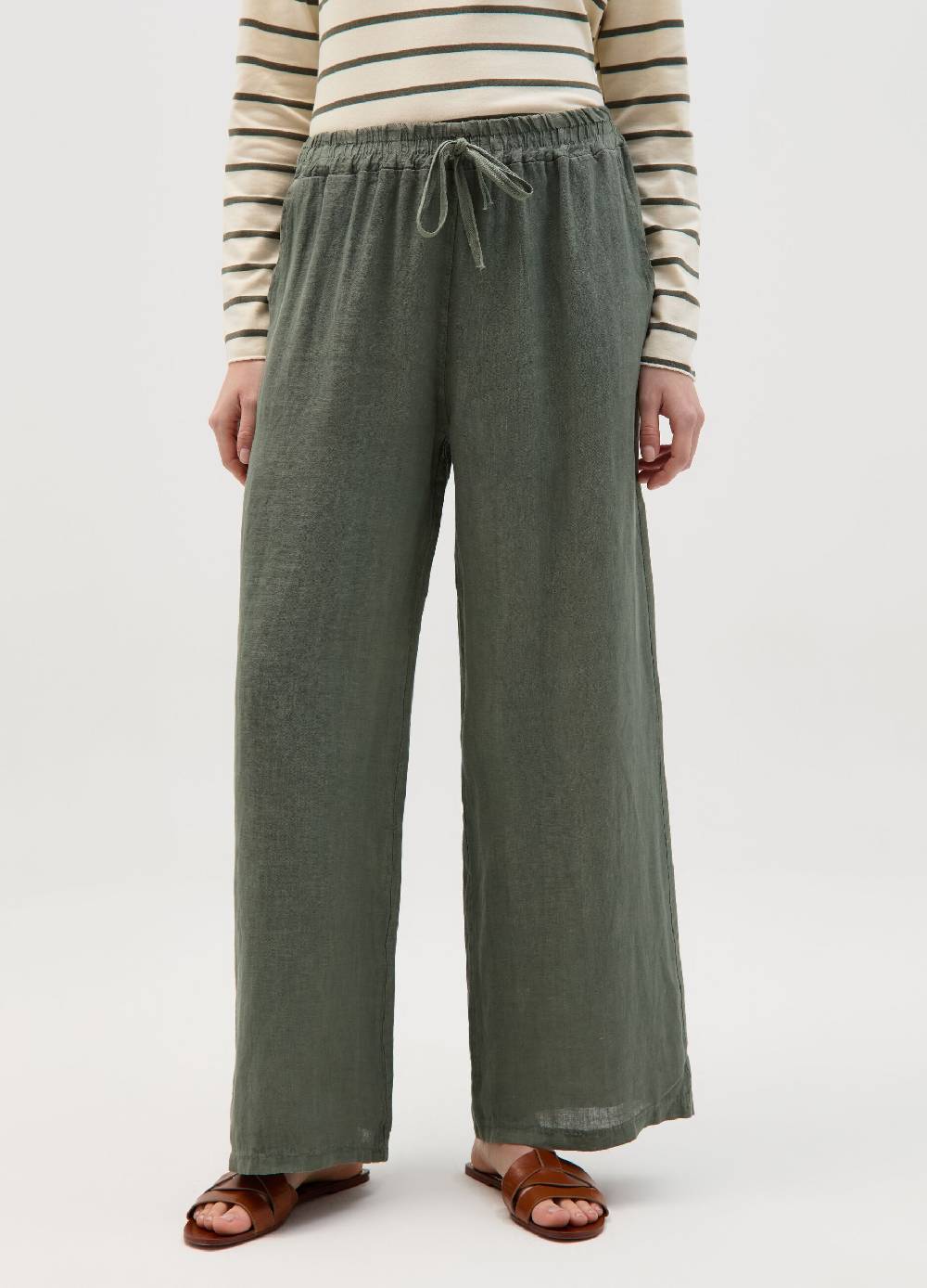 Ovs Joggers wide leg in lino con coulisse Offerte stagionali