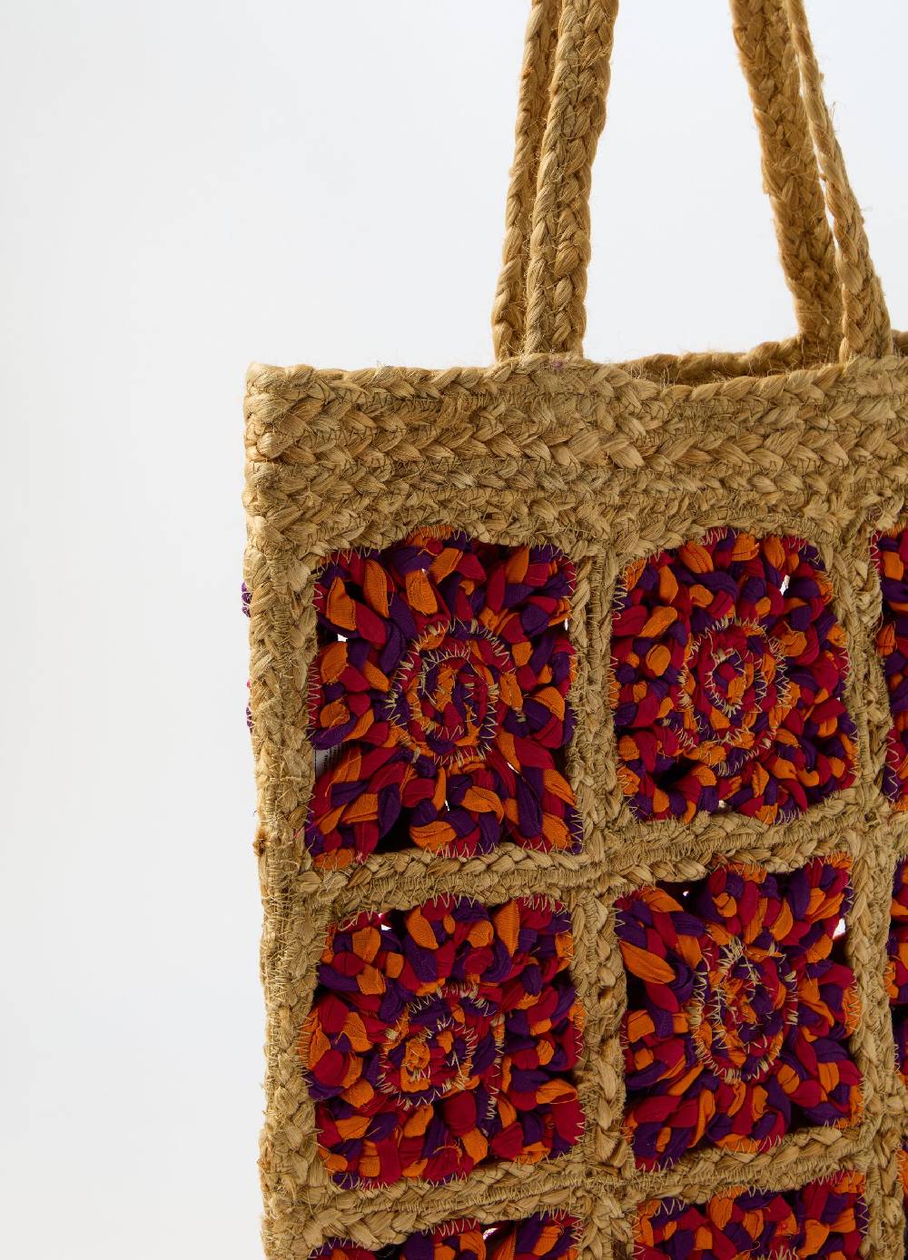 Ovs Borsa in paglia con inserti in tessuto Super Saving Price