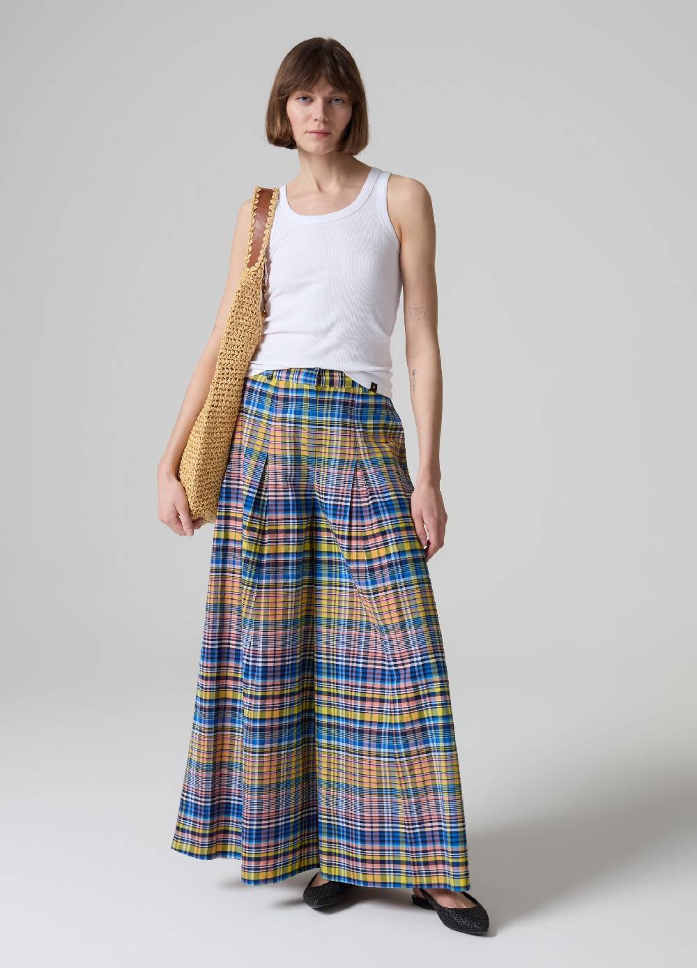 Ovs Pantalone flare fit wide leg fantasia check