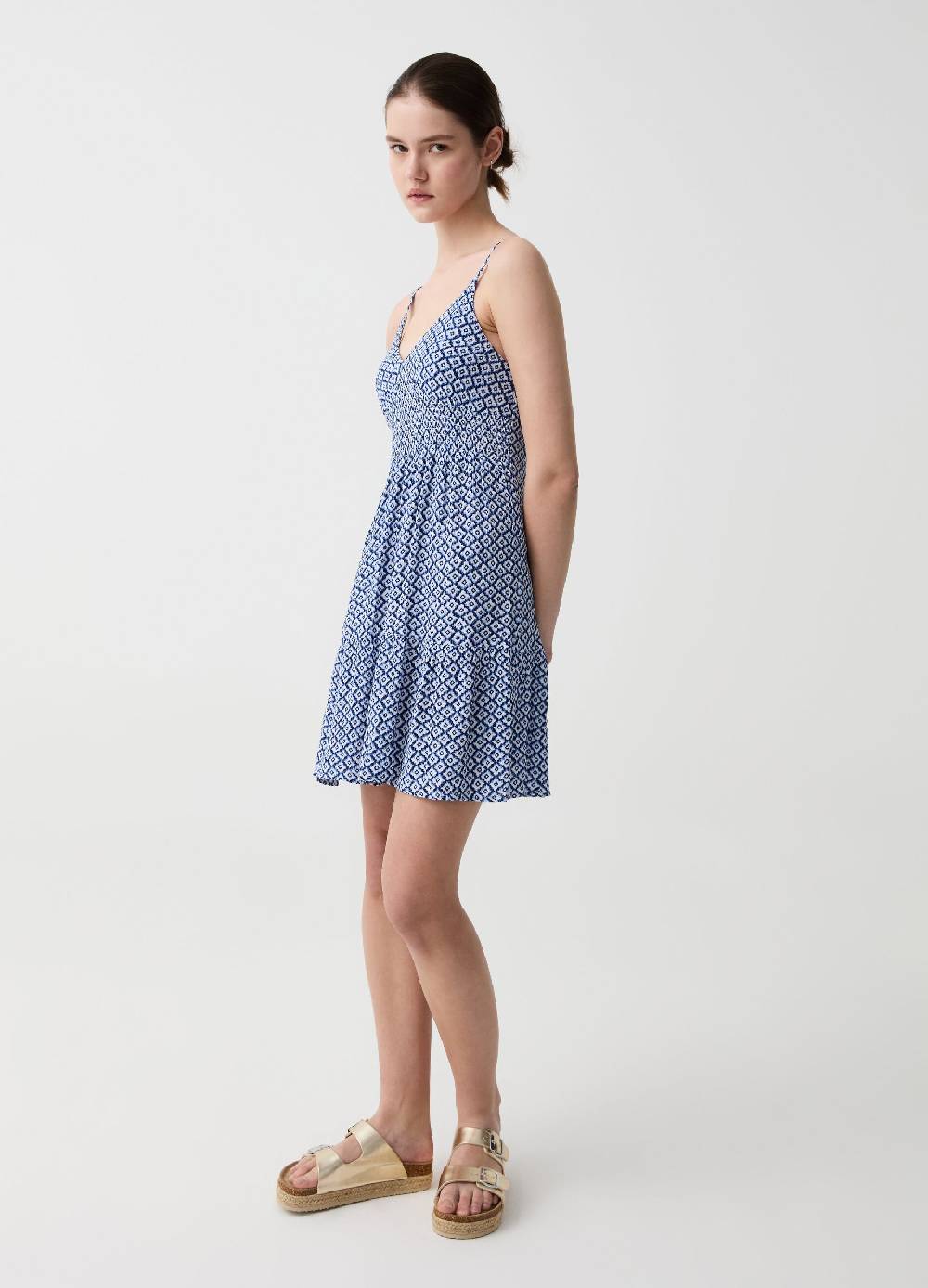 Ovs Vestito corto con balza fantasia Fino al 65% di sconto