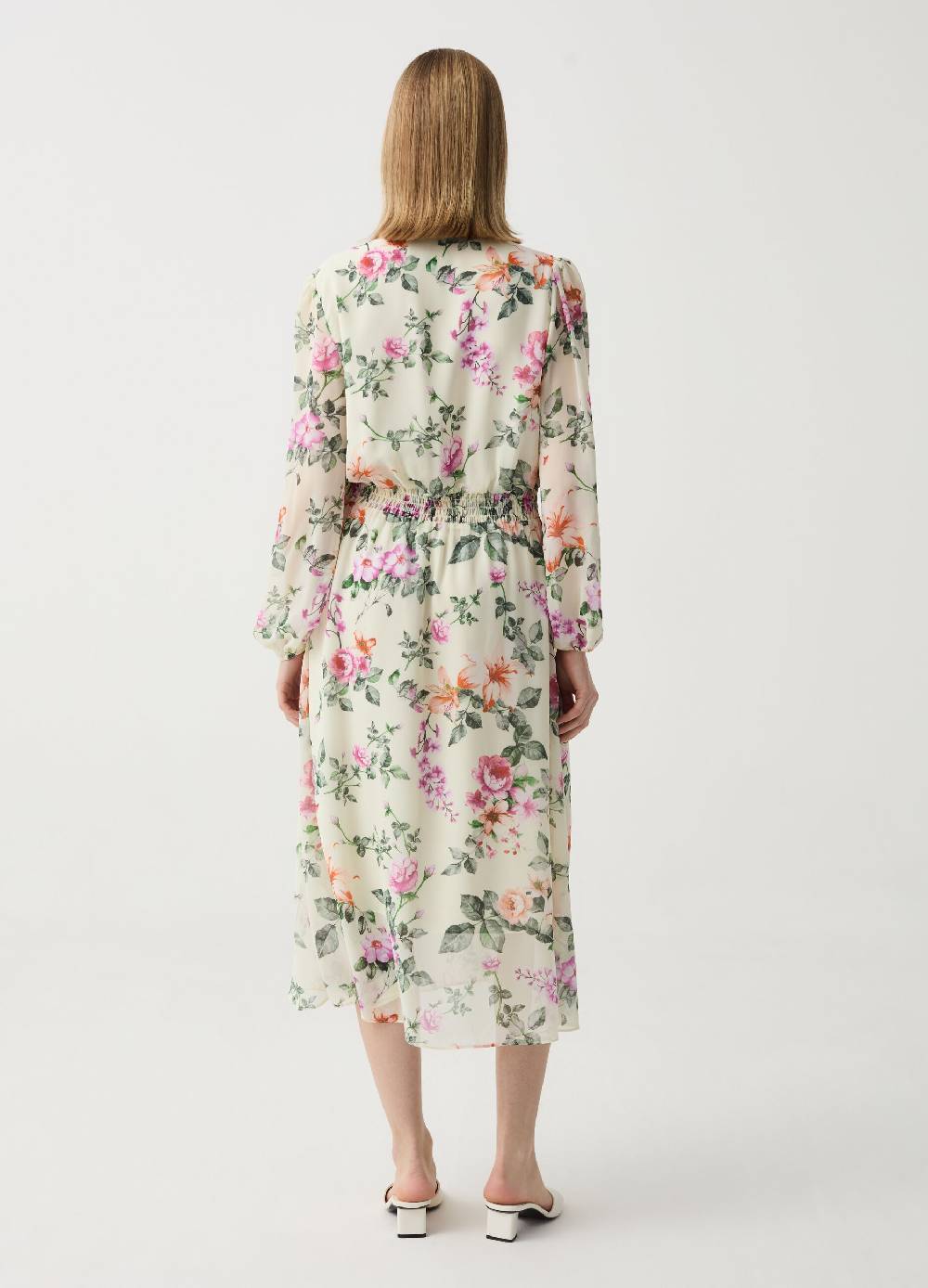 Ovs Abito lungo floreale con punto smock Nuovo