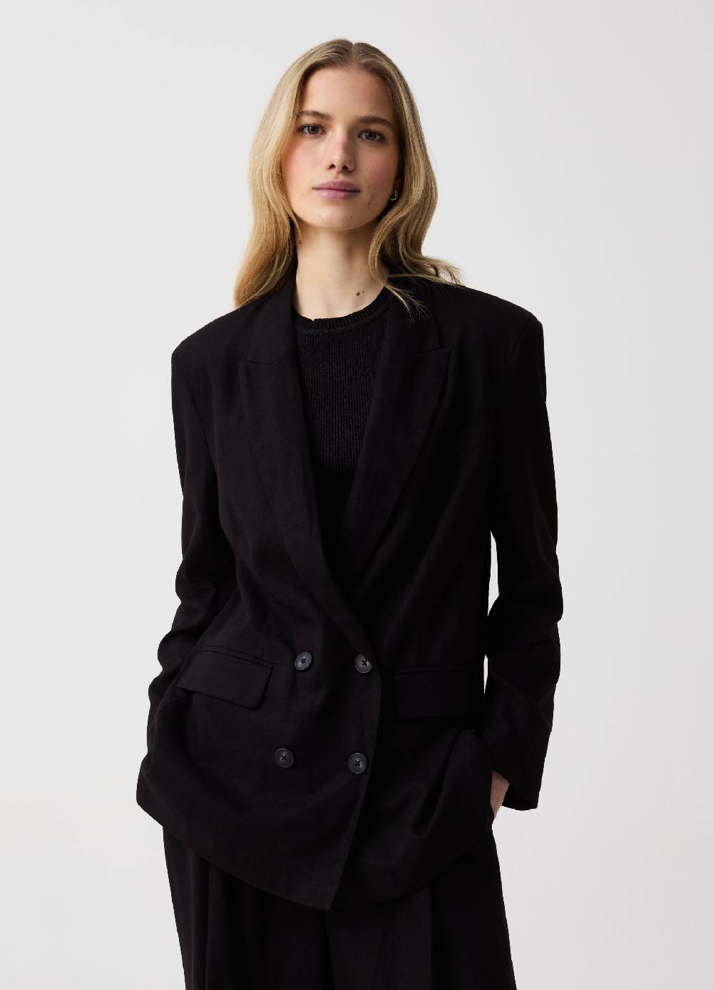 Ovs Blazer relaxed fit in lino e viscosa Novità