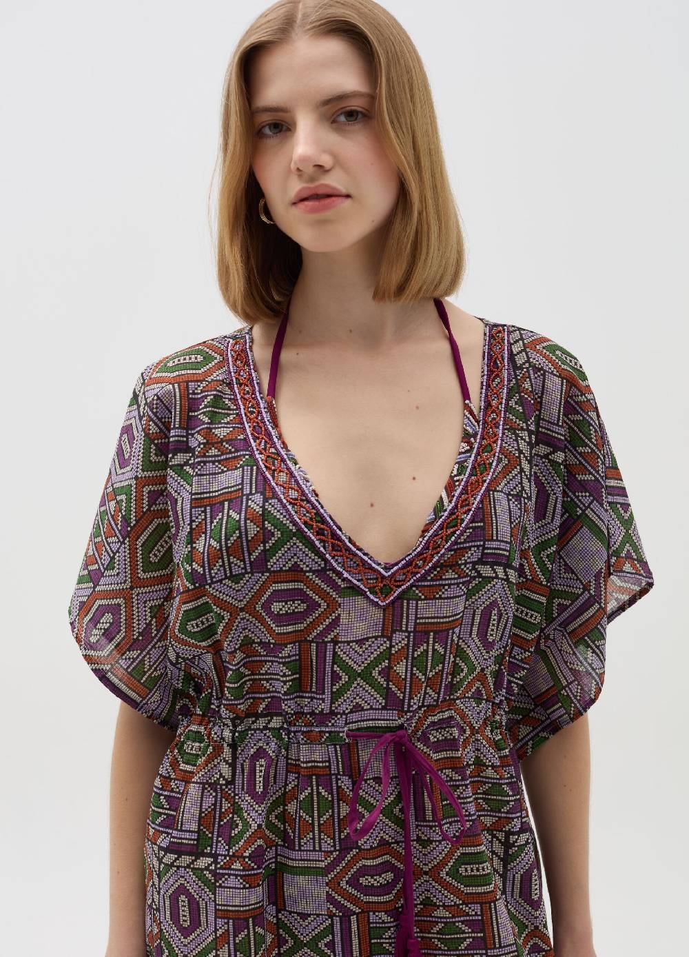 Ovs Poncho copri costume con stampa e perline