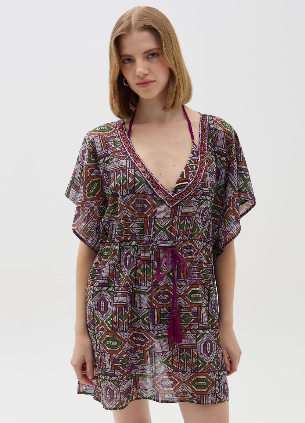 Ovs Poncho copri costume con stampa e perline Outlet