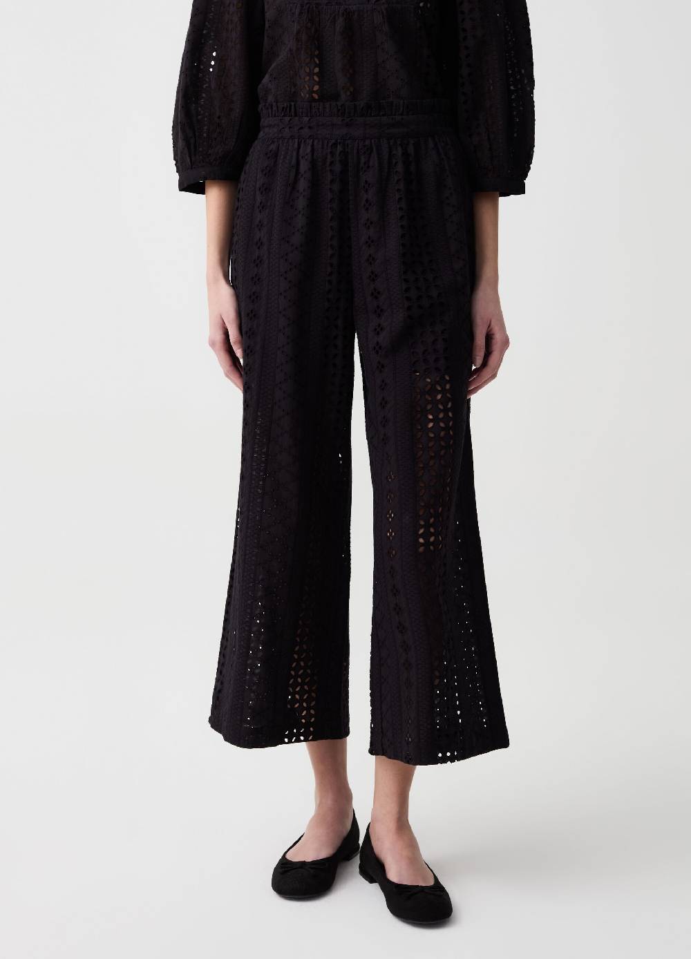 Ovs Pantalone cropped wide leg in sangallo Saldi