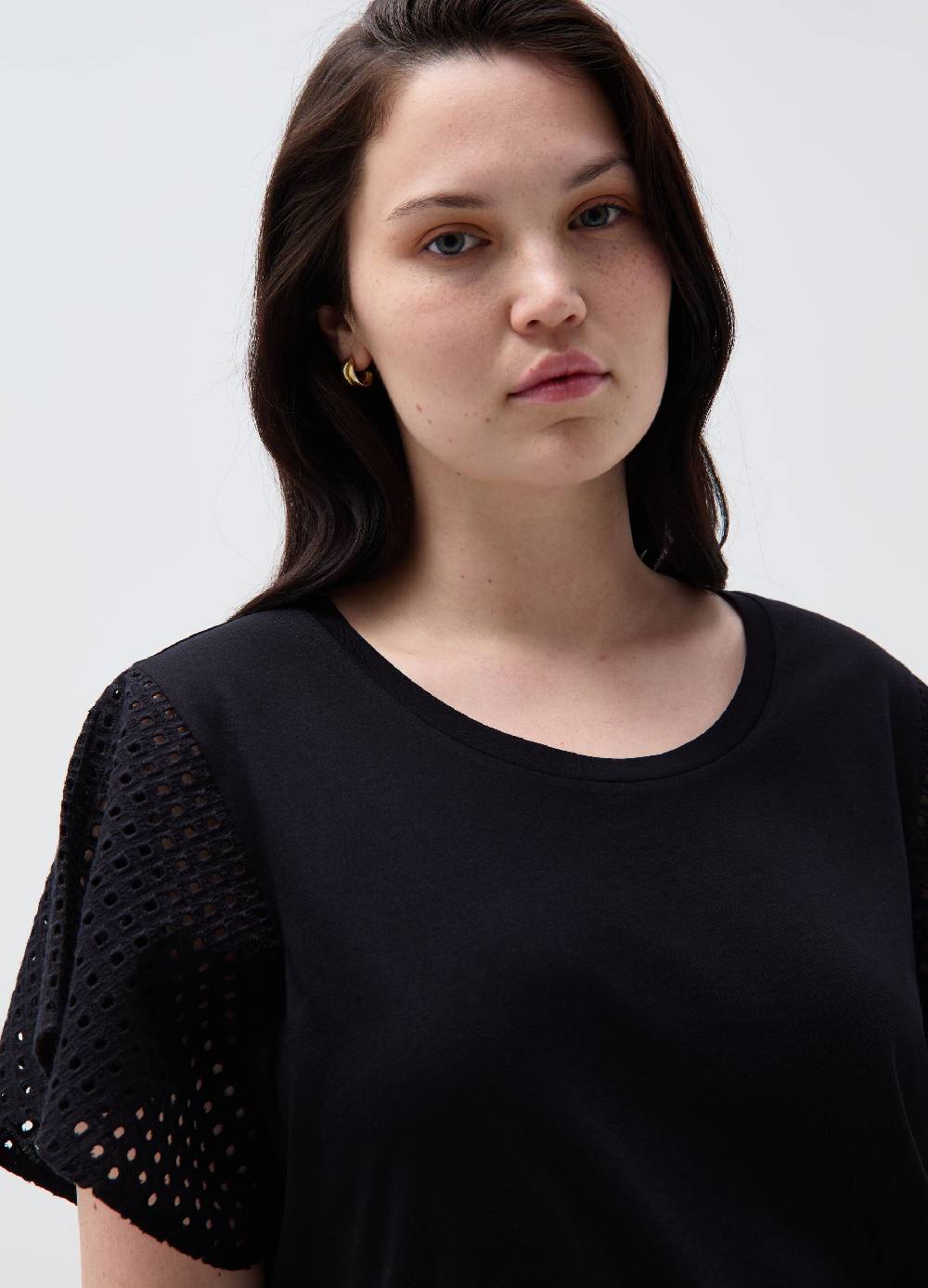 Ovs T-shirt maniche a farfalla in sangallo Curvy Bestseller