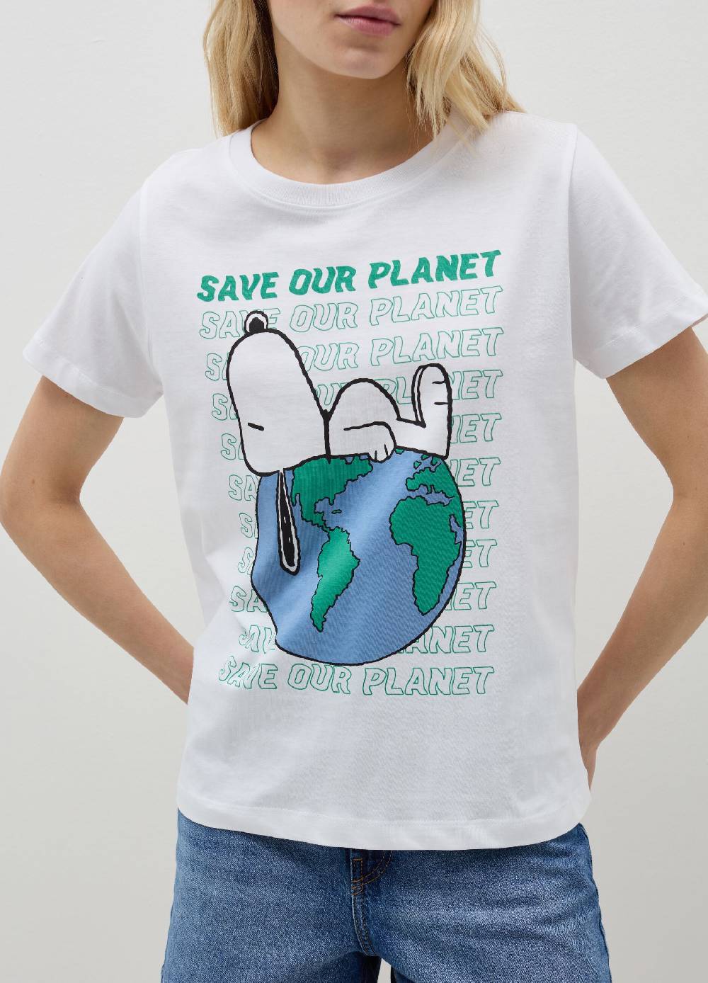 Ovs T-shirt in cotone bio con stampa Snoopy Nuovo