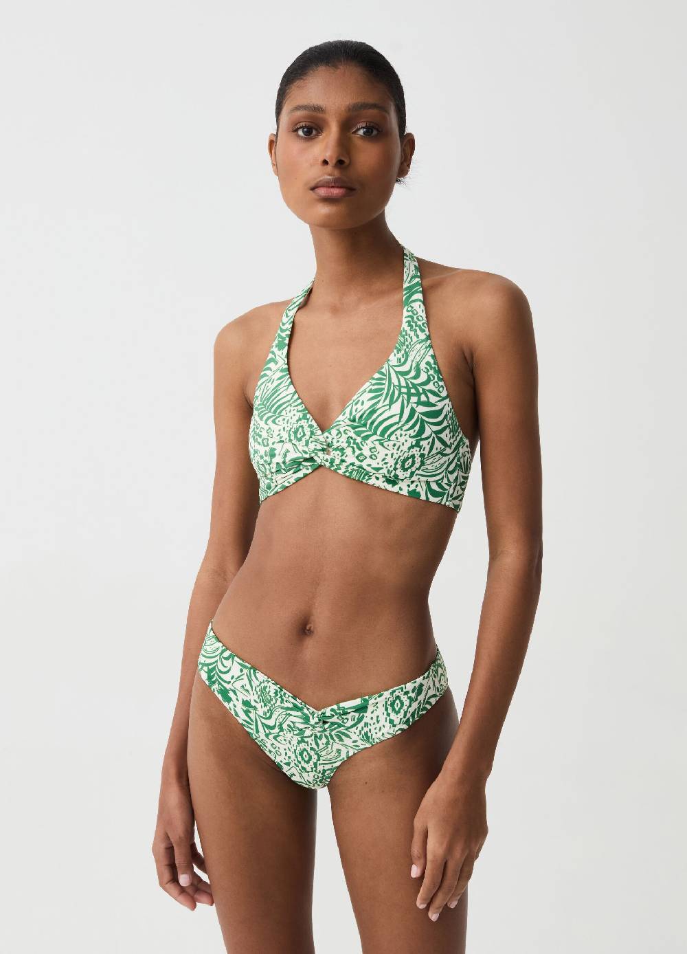 Ovs Top bikini scollo halter stampa foliage Offerta