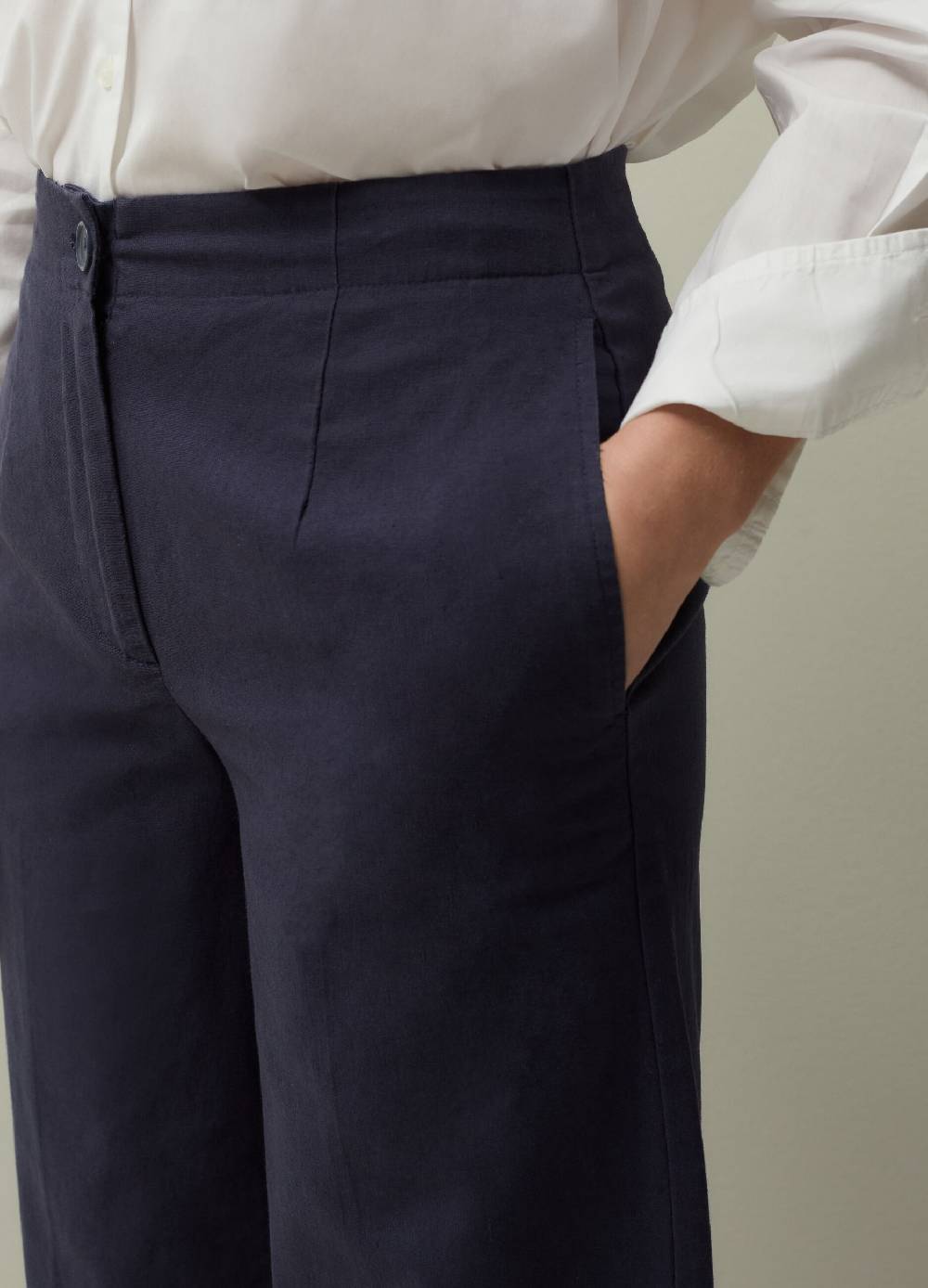 Ovs Pantaloni wide leg in lino e cotone Online