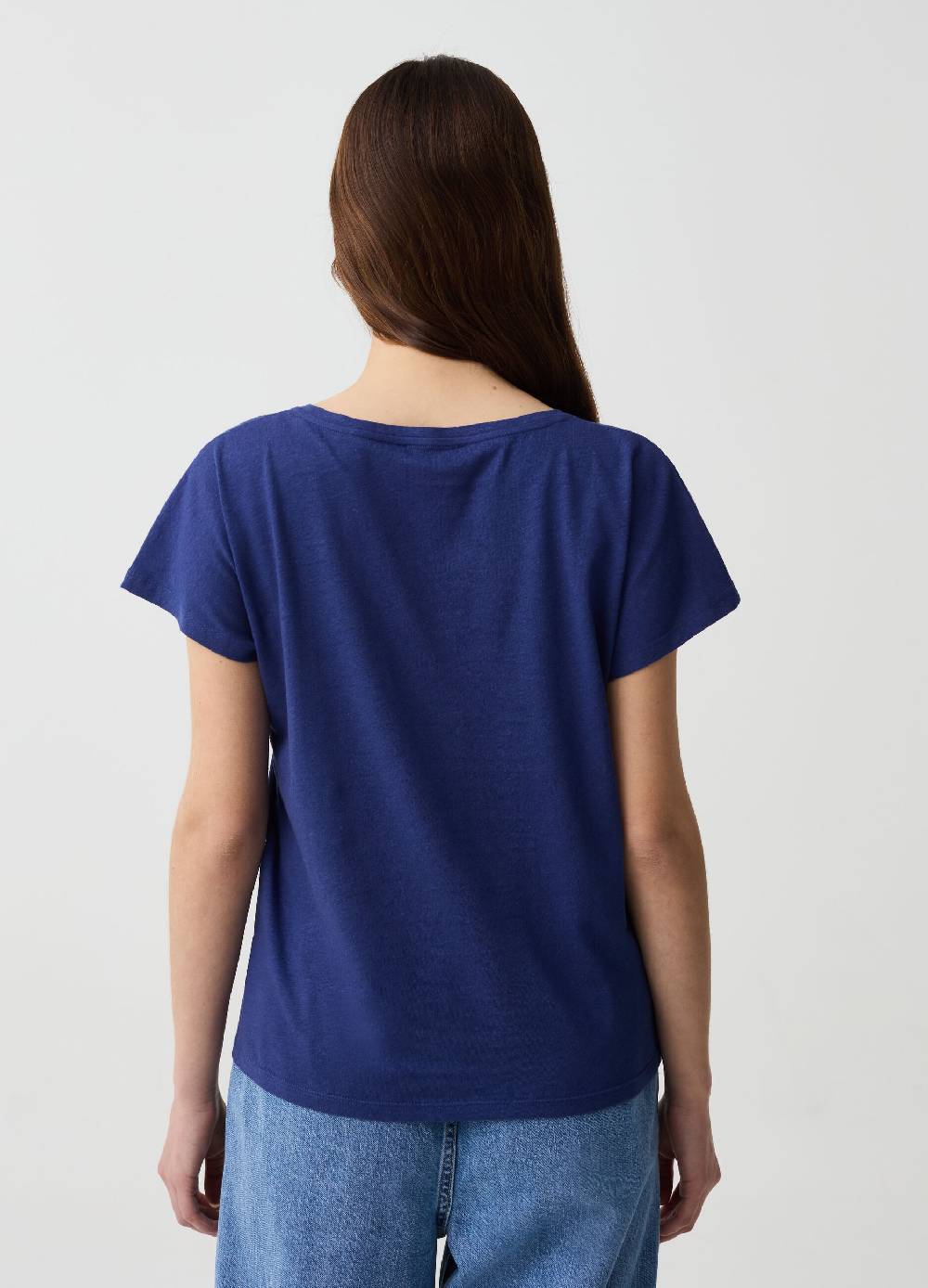 Ovs T-shirt in lino e cotone con scollo a V Negozio