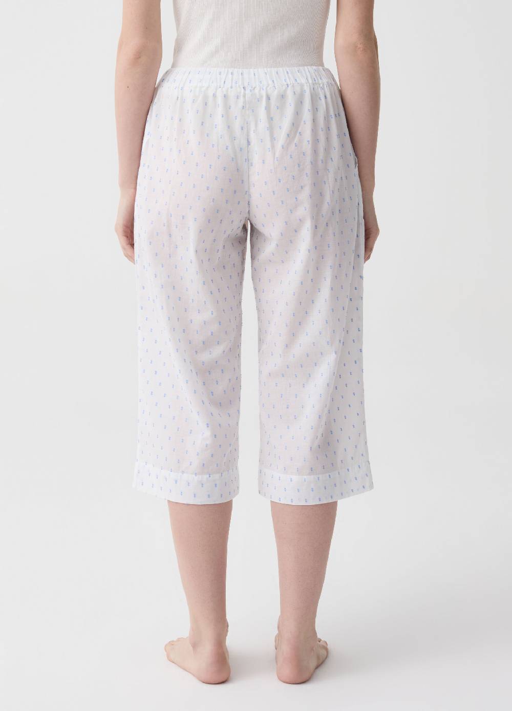 Ovs Pantalone pigiama pinocchietto in cotone dobby Comprare a buon mercato
