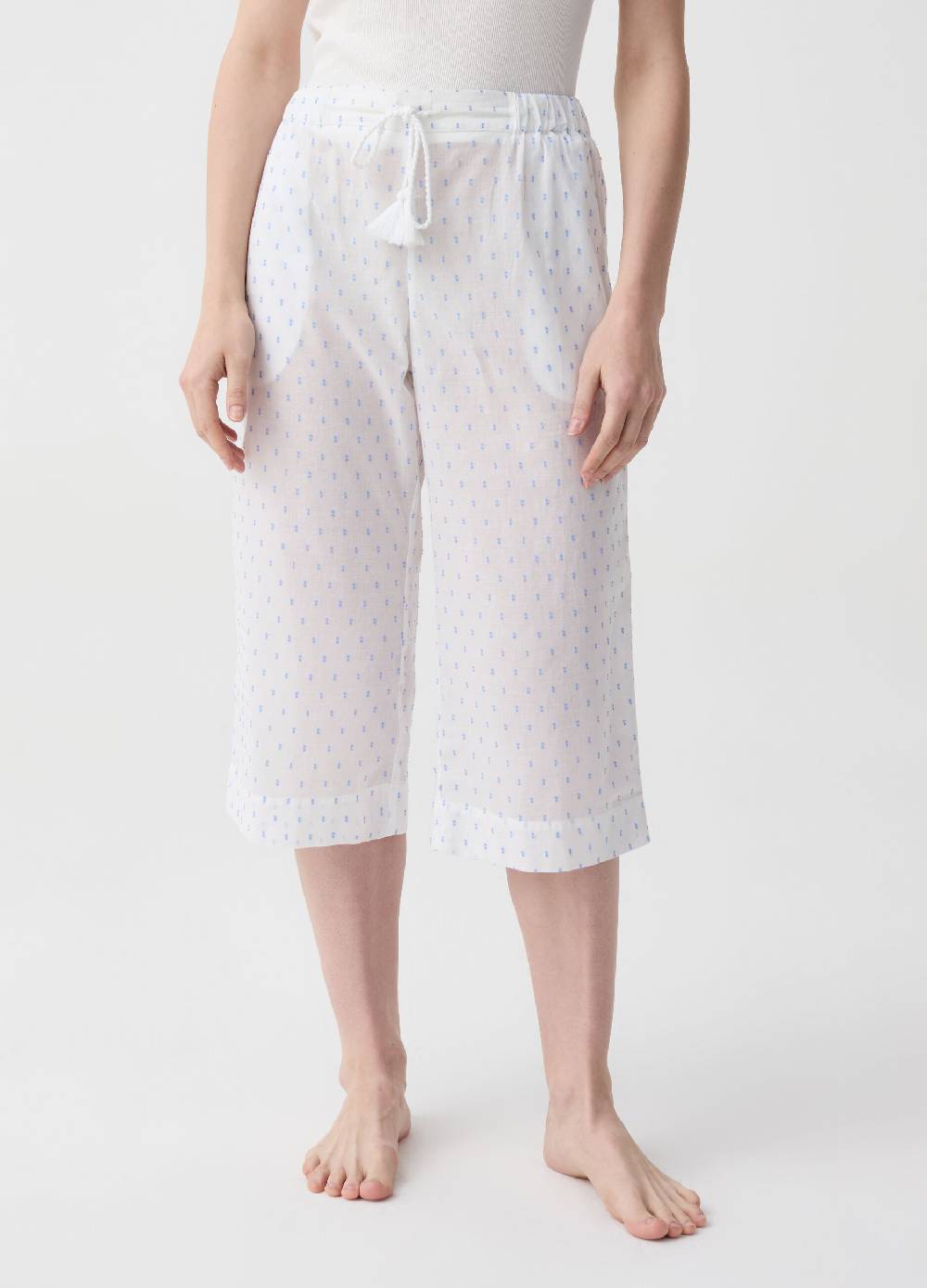 Ovs Pantalone pigiama pinocchietto in cotone dobby Comprare a buon mercato