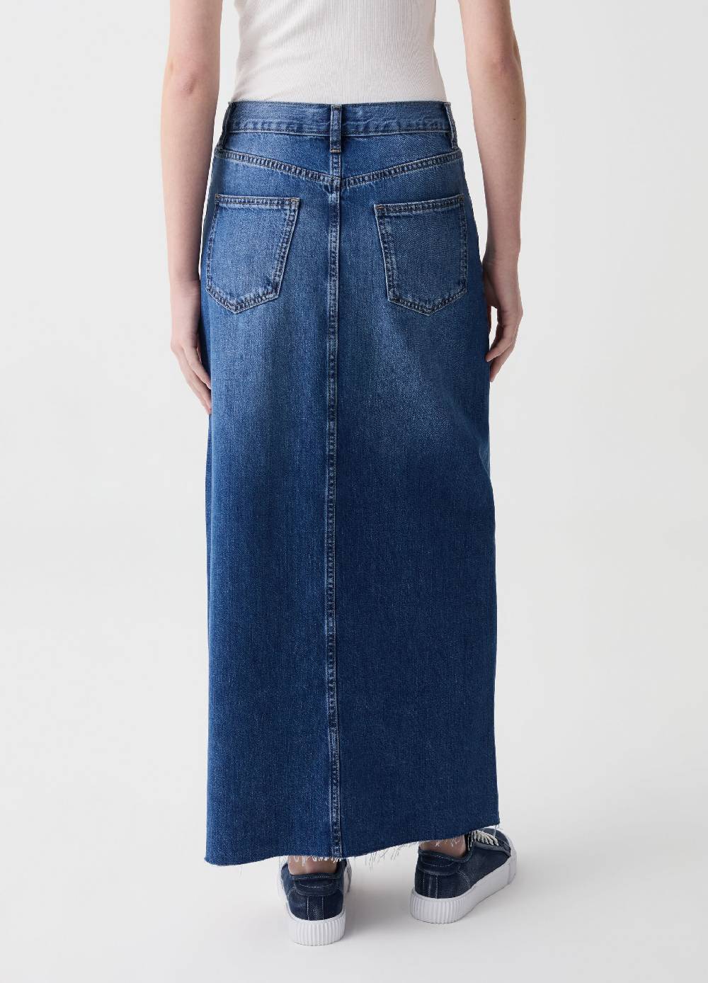 Ovs Gonna lunga in denim con orlo a vivo Shopping online