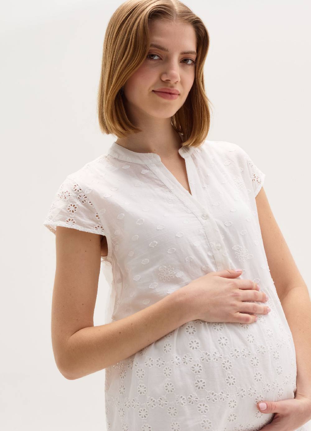 Ovs Vestito premaman in cotone dobby e sangallo Latest fashion