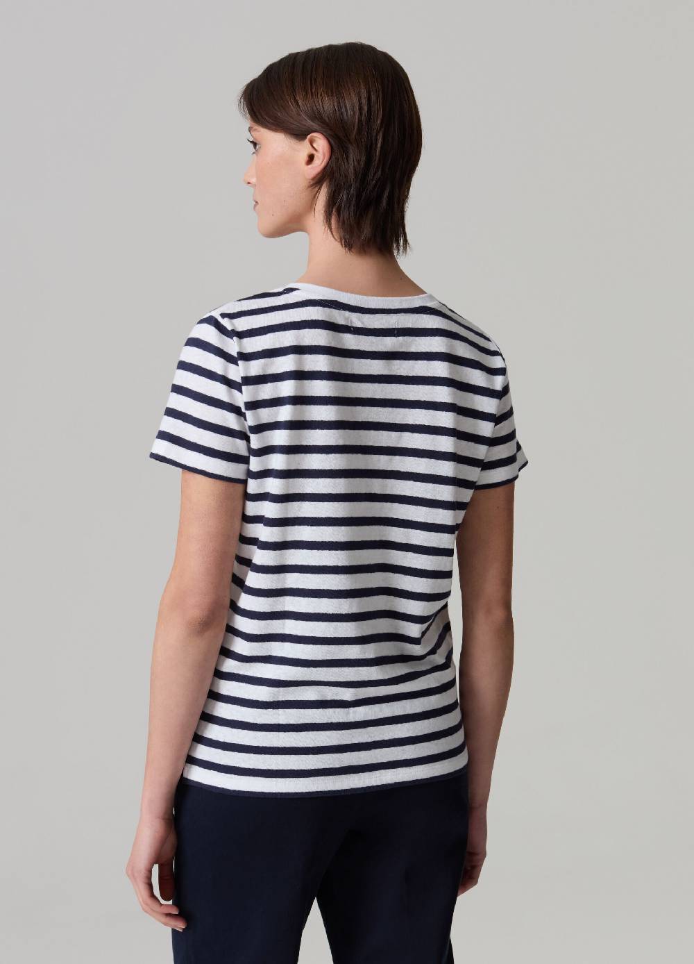 Ovs T-shirt in lino e cotone a righe scollo a V Super Saving Price