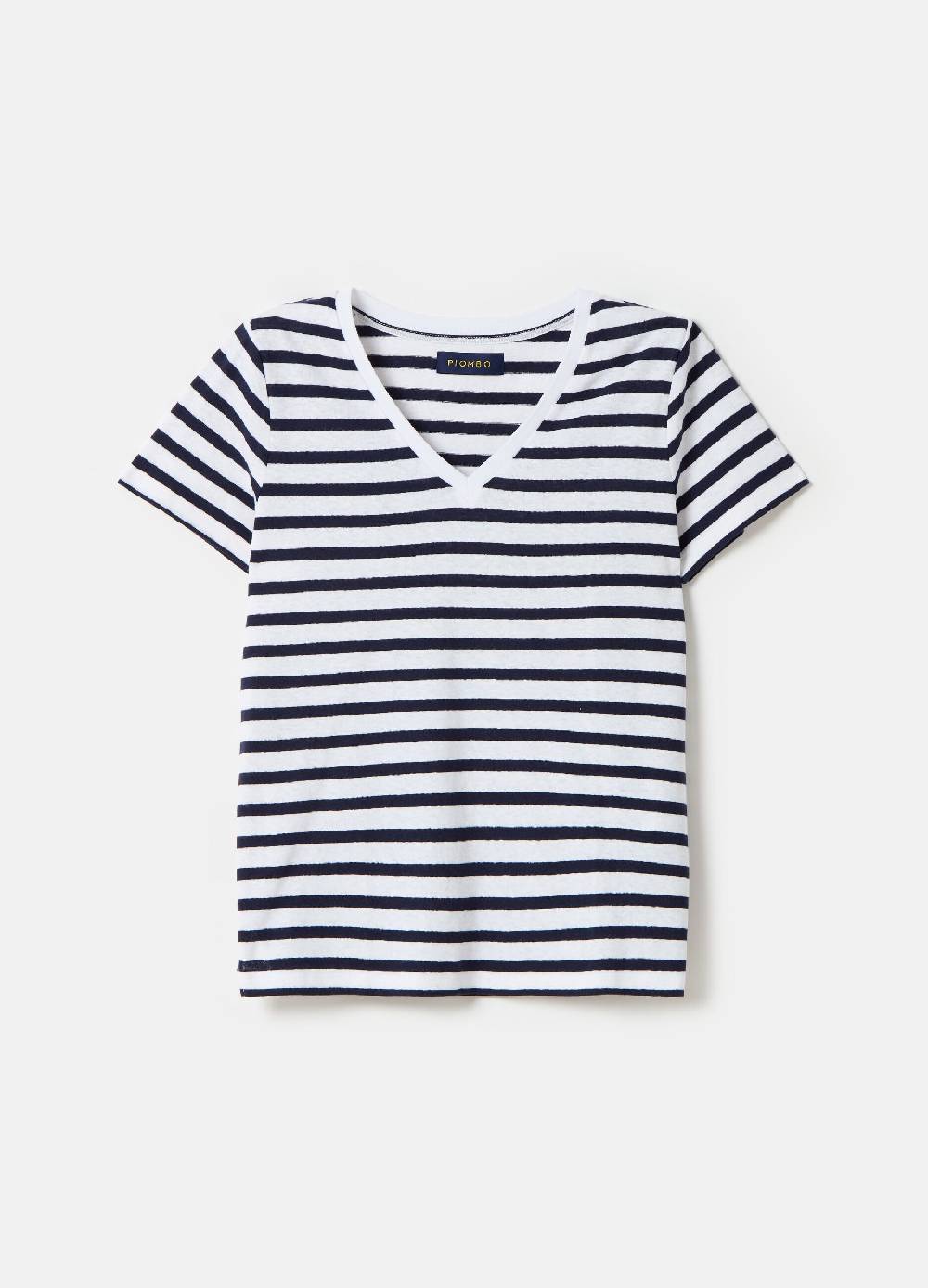 Ovs T-shirt in lino e cotone a righe scollo a V Super Saving Price