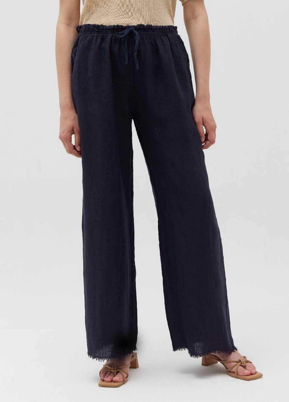 Ovs Pantalone wide leg sfrangiato in lino Ultimi tre giorni