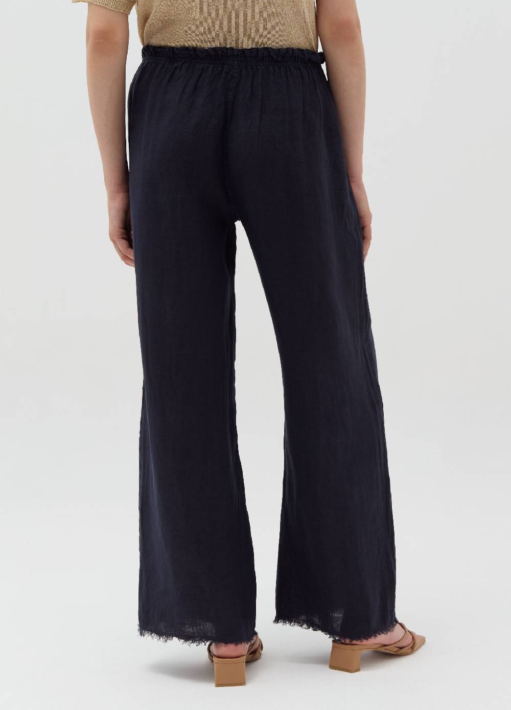 Ovs Pantalone wide leg sfrangiato in lino Ultimi tre giorni