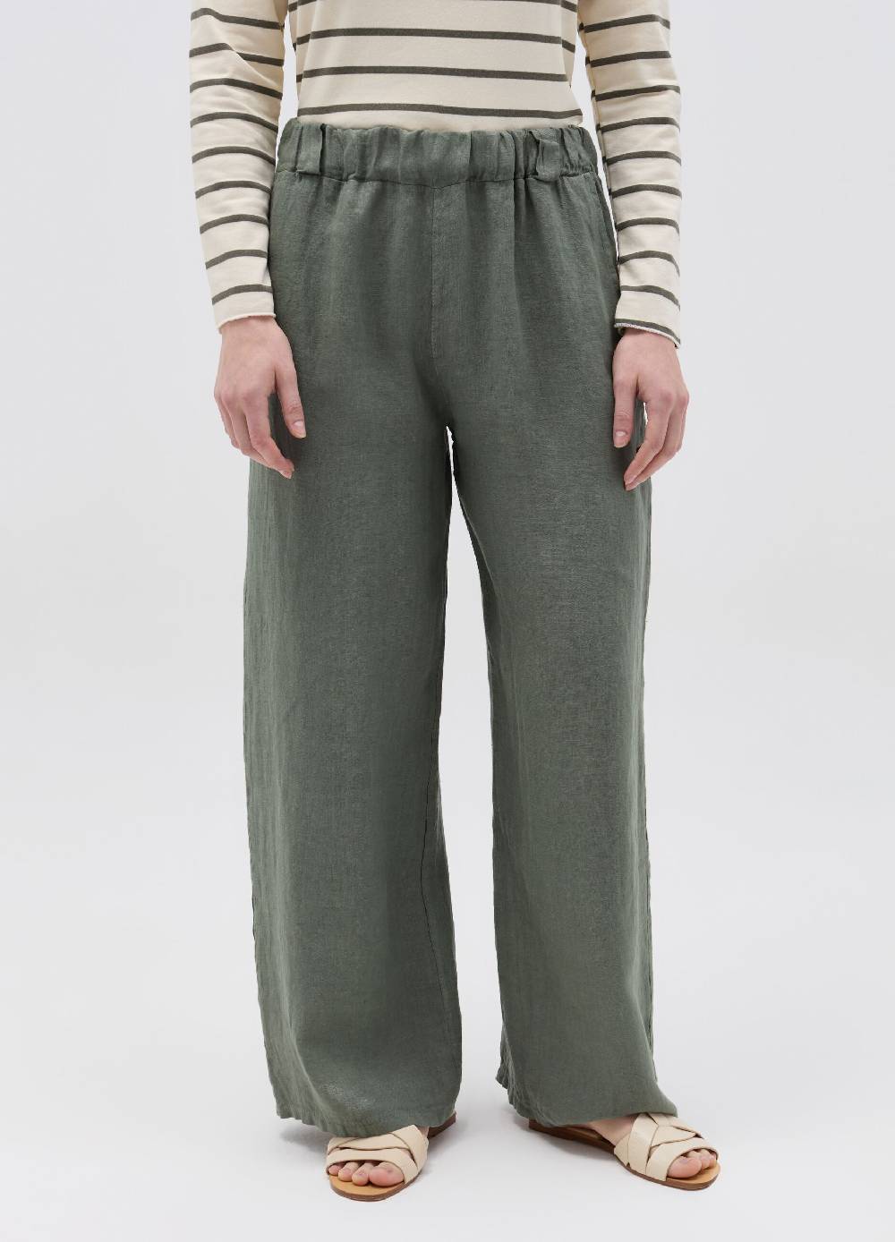 Ovs Pantalone palazzo wide leg in lino Super sconto