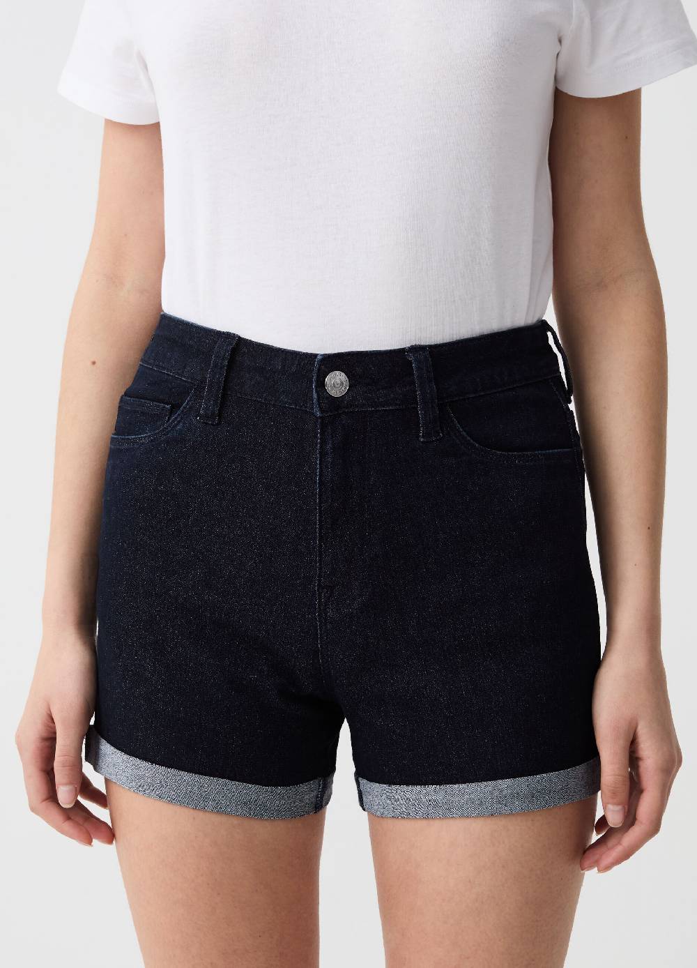 Ovs Shorts in denim con risvolti Promozione