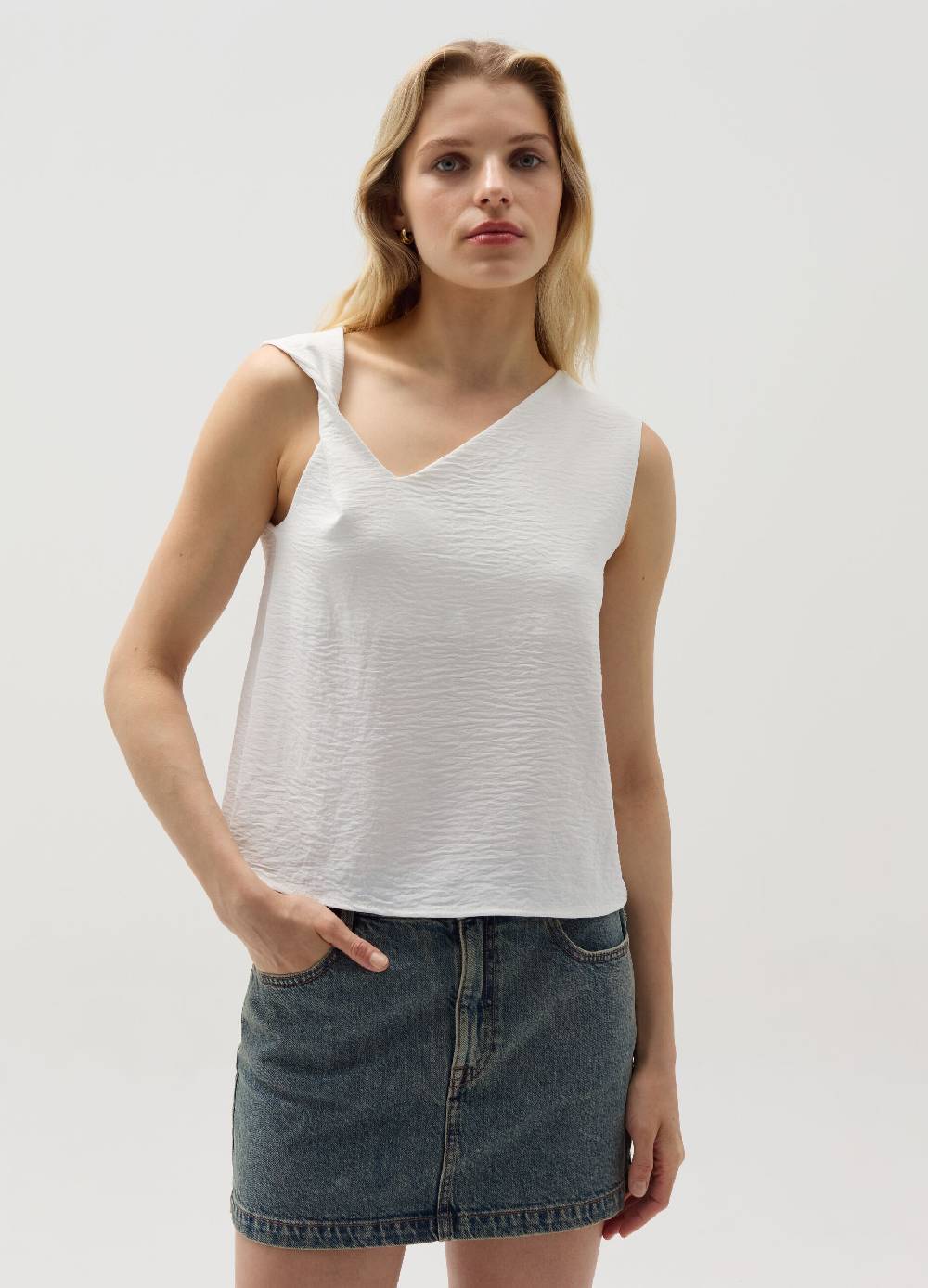 Ovs Tank top in crêpe scollo asimmetrico Pezzi Unici