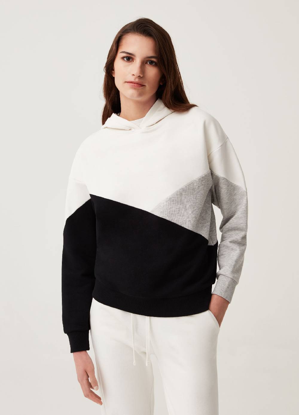 Ovs Felpa Fitness color block con cappuccio Consegna Veloce
