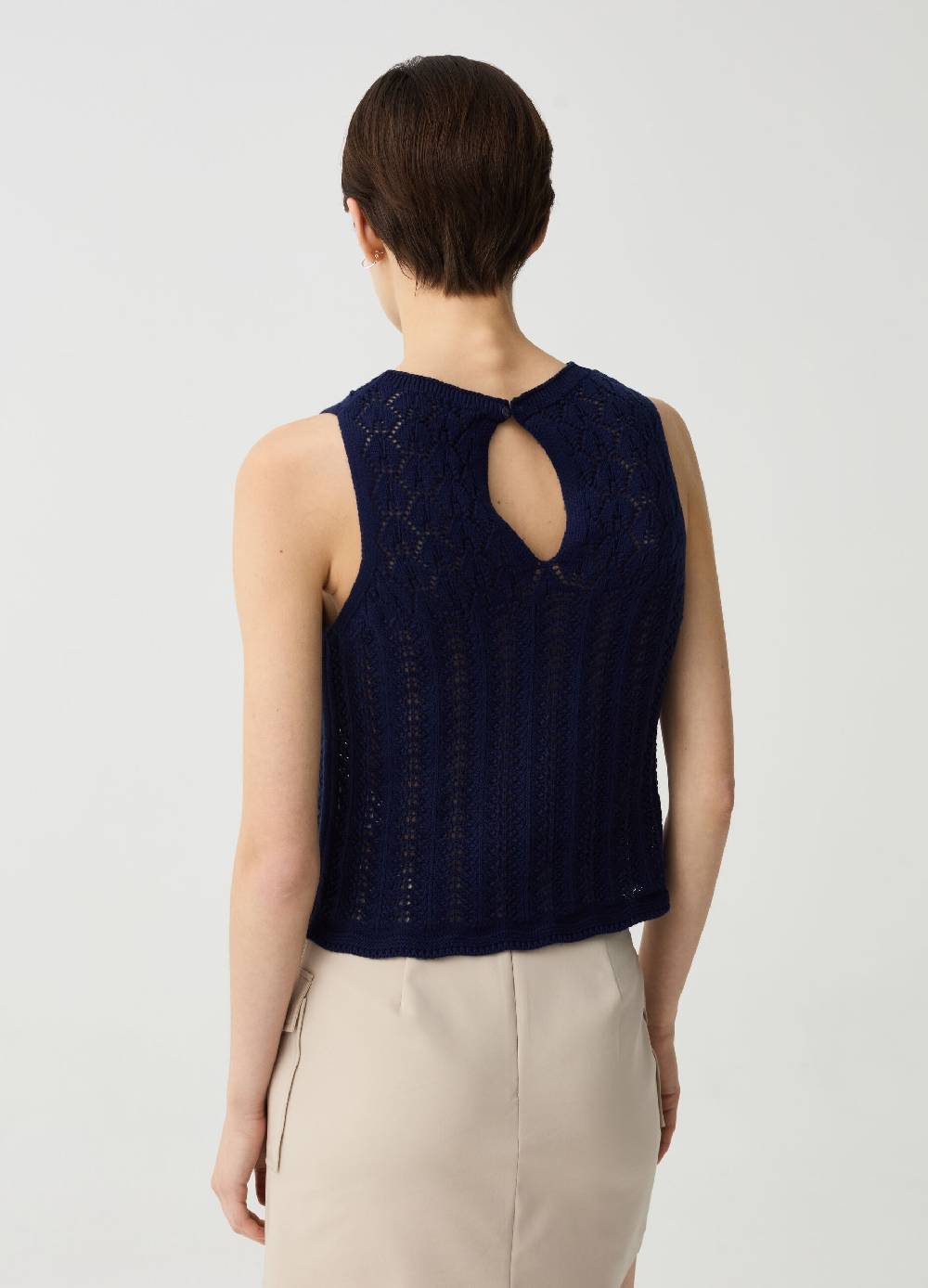 Ovs Tank top crochet yoke con scollo rotondo Shopping Online