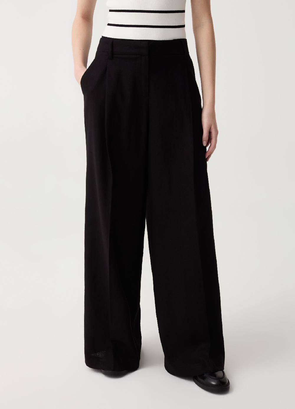 Ovs Pantalone palazzo wide leg con pinces Offerte