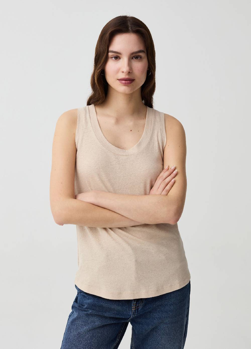 Ovs Tank top in lino e cotone con scollo rotondo Cyber Monday
