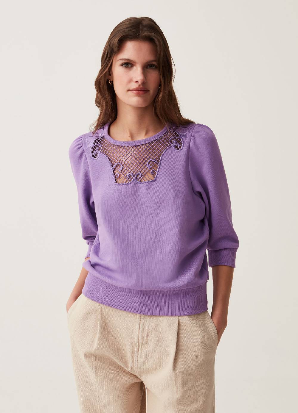 Ovs Felpa girocollo con inserto crochet