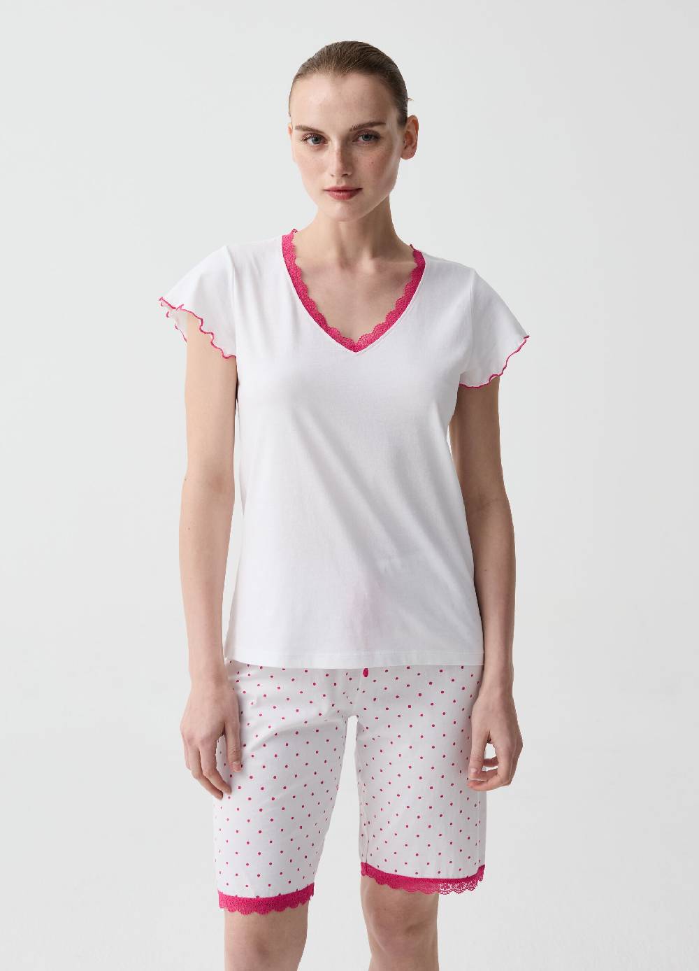Ovs Pantalone pigiama corto a pois con pizzo Offerta temporanea