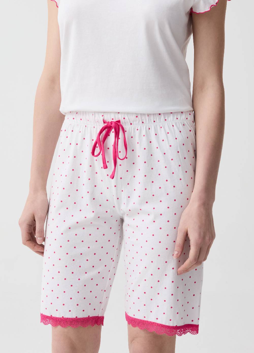 Ovs Pantalone pigiama corto a pois con pizzo Offerta temporanea
