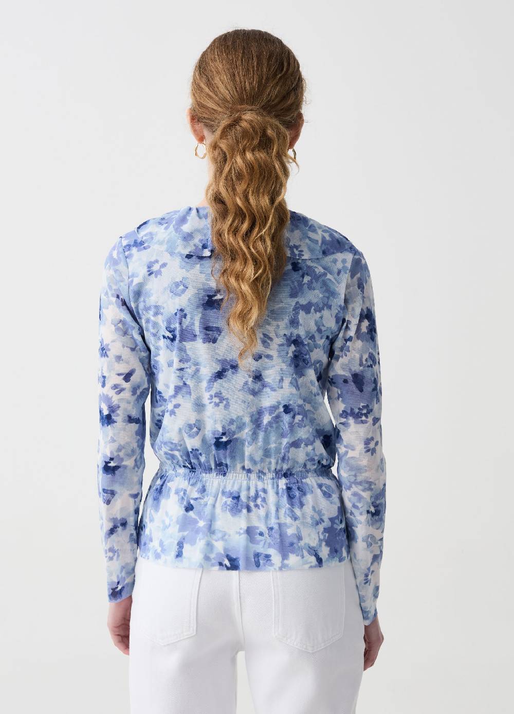 Ovs T-shirt floreale in mesh con volant Liquidazione