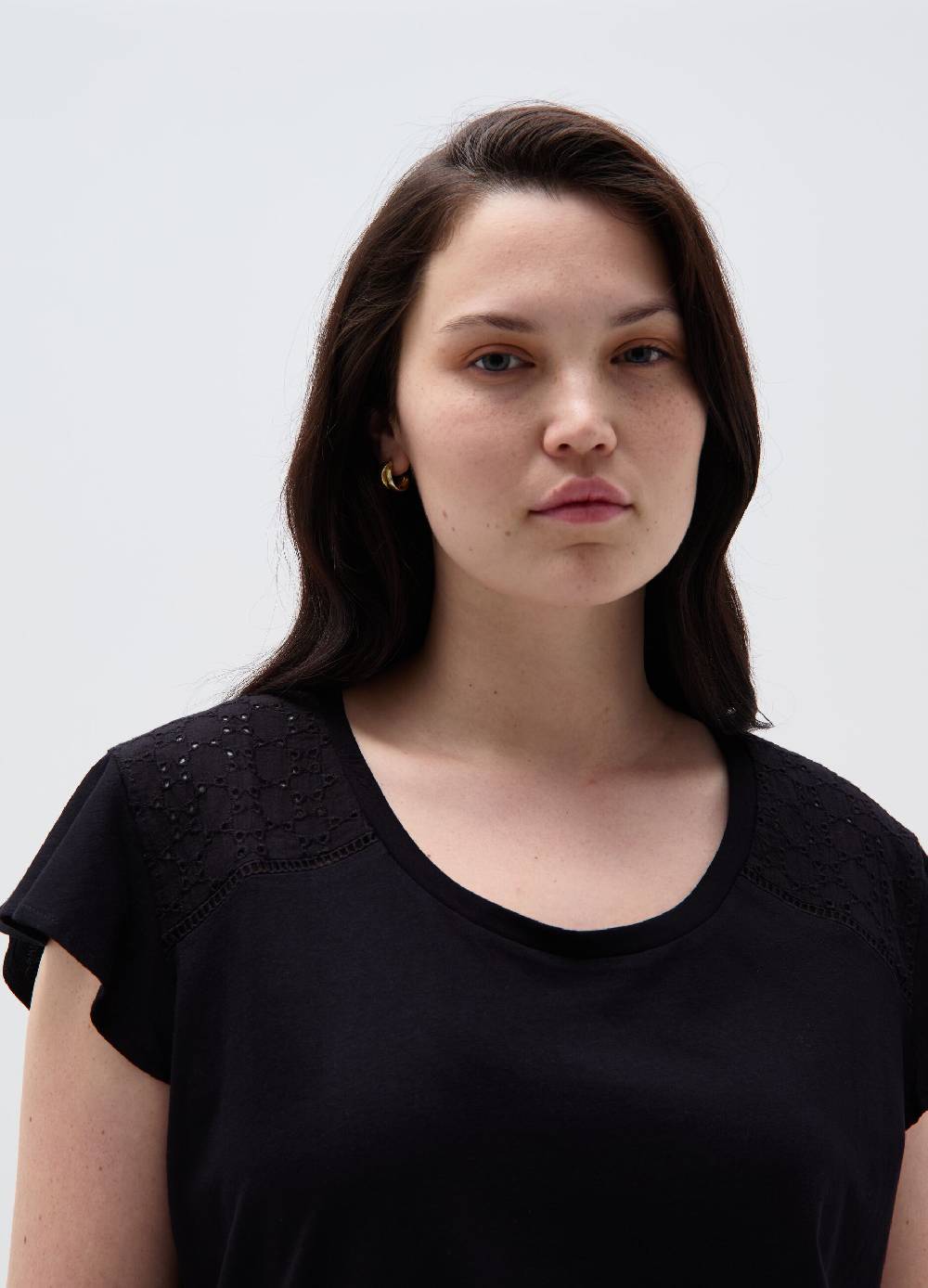 Ovs T-shirt con inserto in sangallo Curvy Offerta settimanale