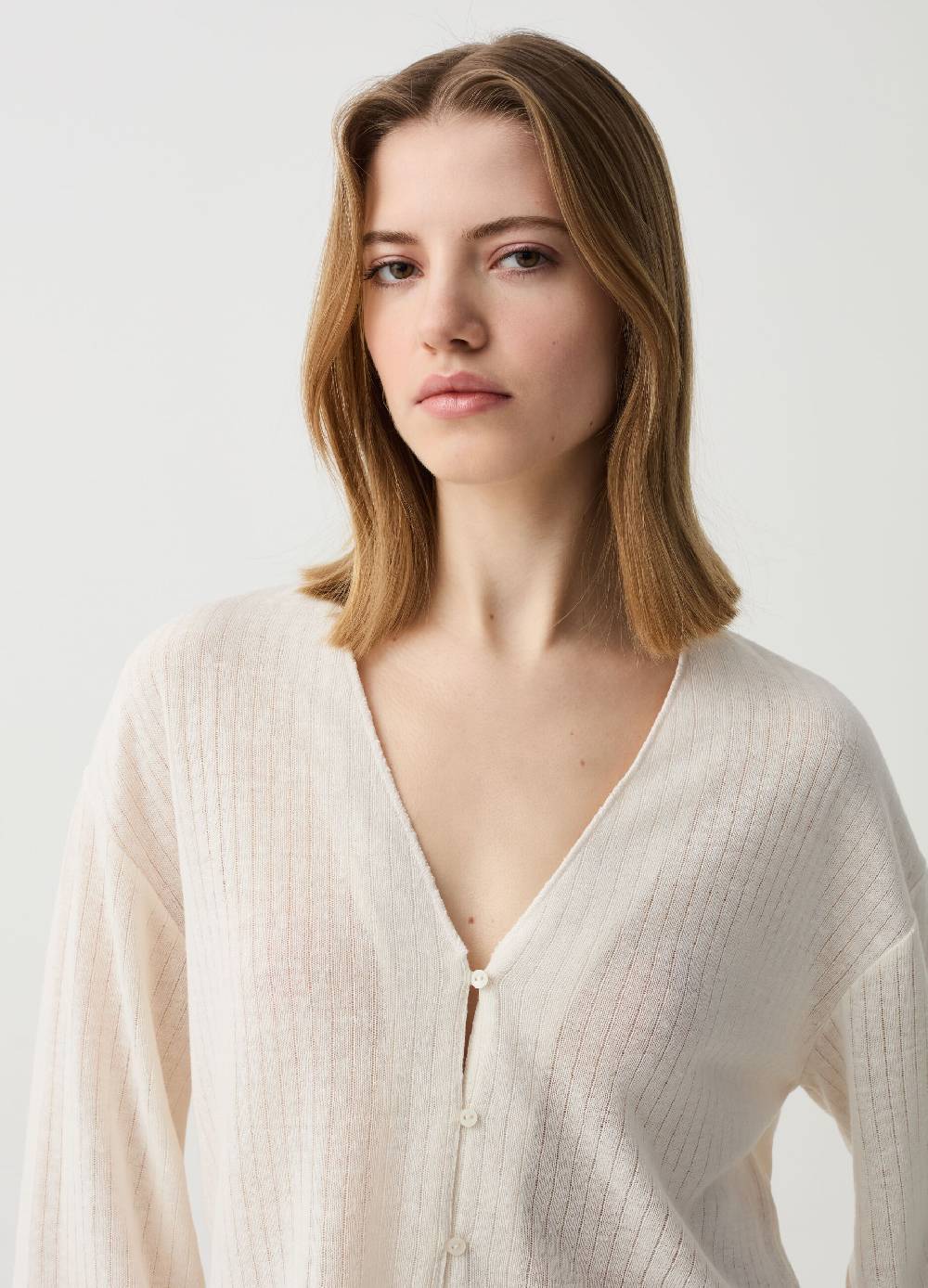 Ovs Cardigan a coste piatte con scollo a V