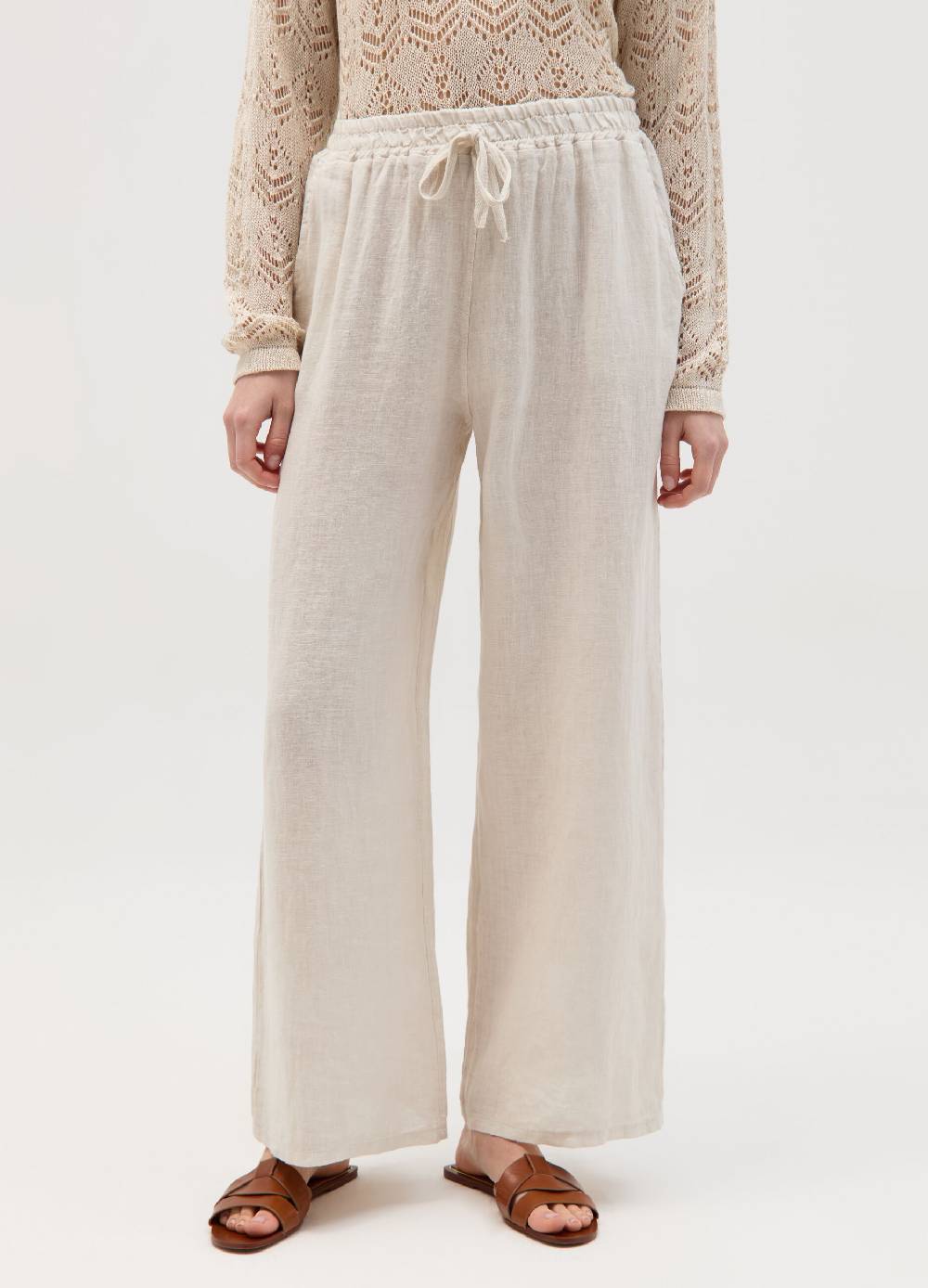 Ovs Joggers wide leg in lino con coulisse Consegna Veloce