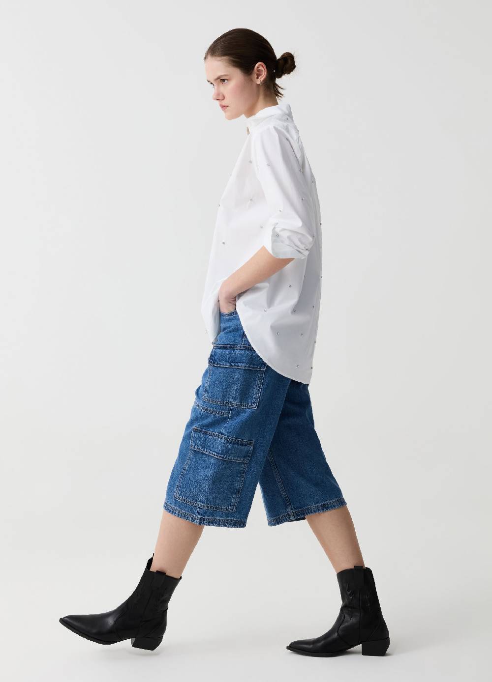 Ovs Camicia over in cotone con strass Outlet