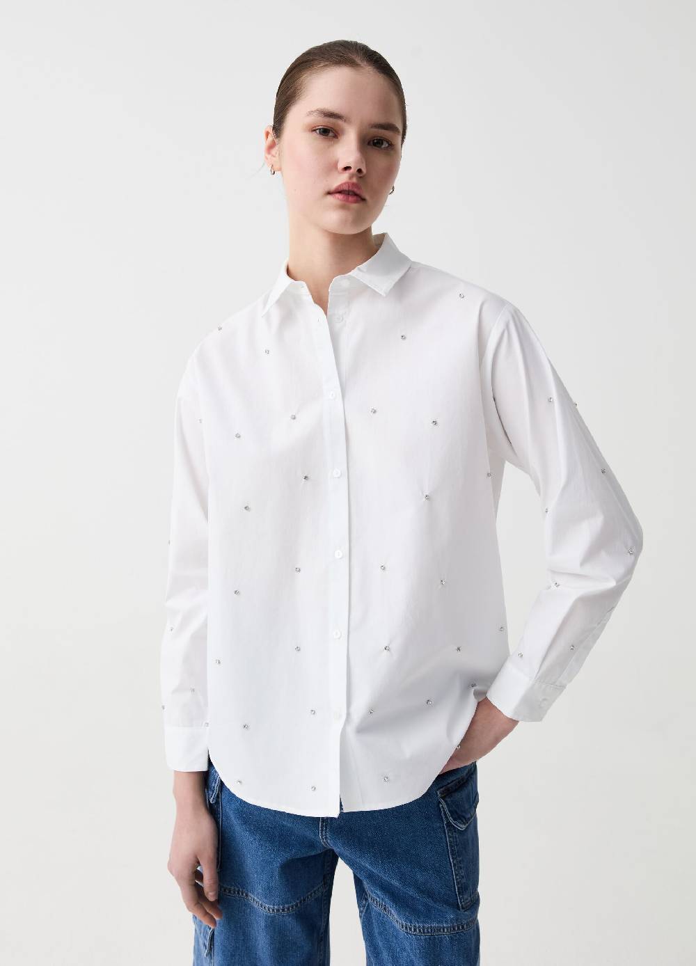 Ovs Camicia over in cotone con strass Outlet