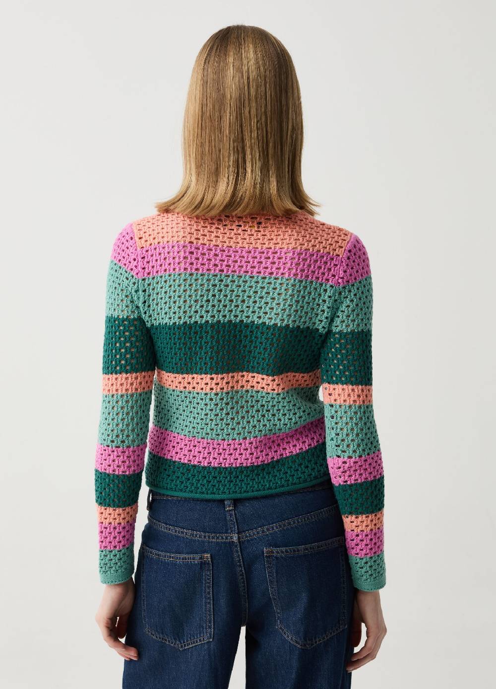 Ovs Pullover crochet a righe multicolor In Saldo