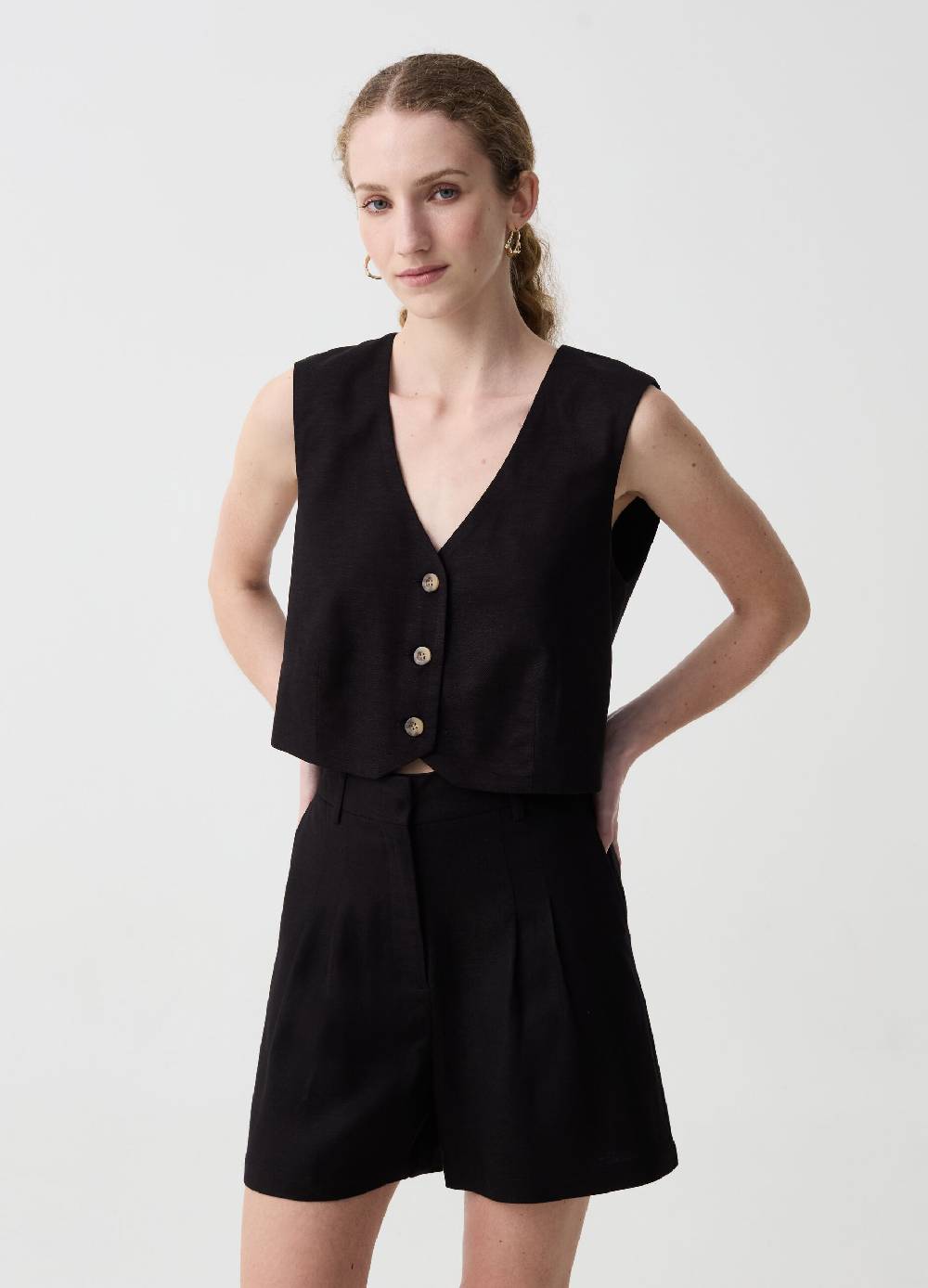 Ovs Gilet in viscosa e lino con scollo a V Latest stili